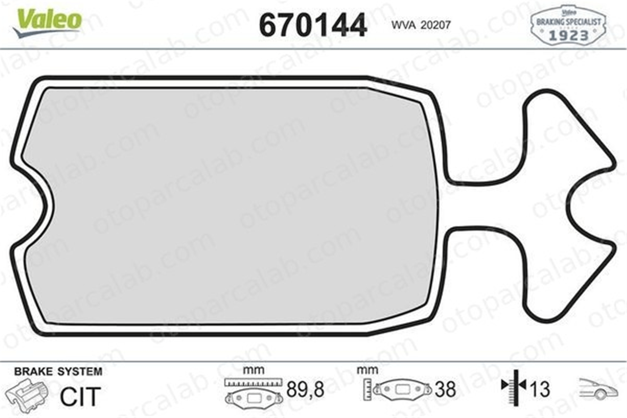 VALEO 670144 Fren Disk Balata Ön CITROËN MEHARI 2 CV 75516220 75516219