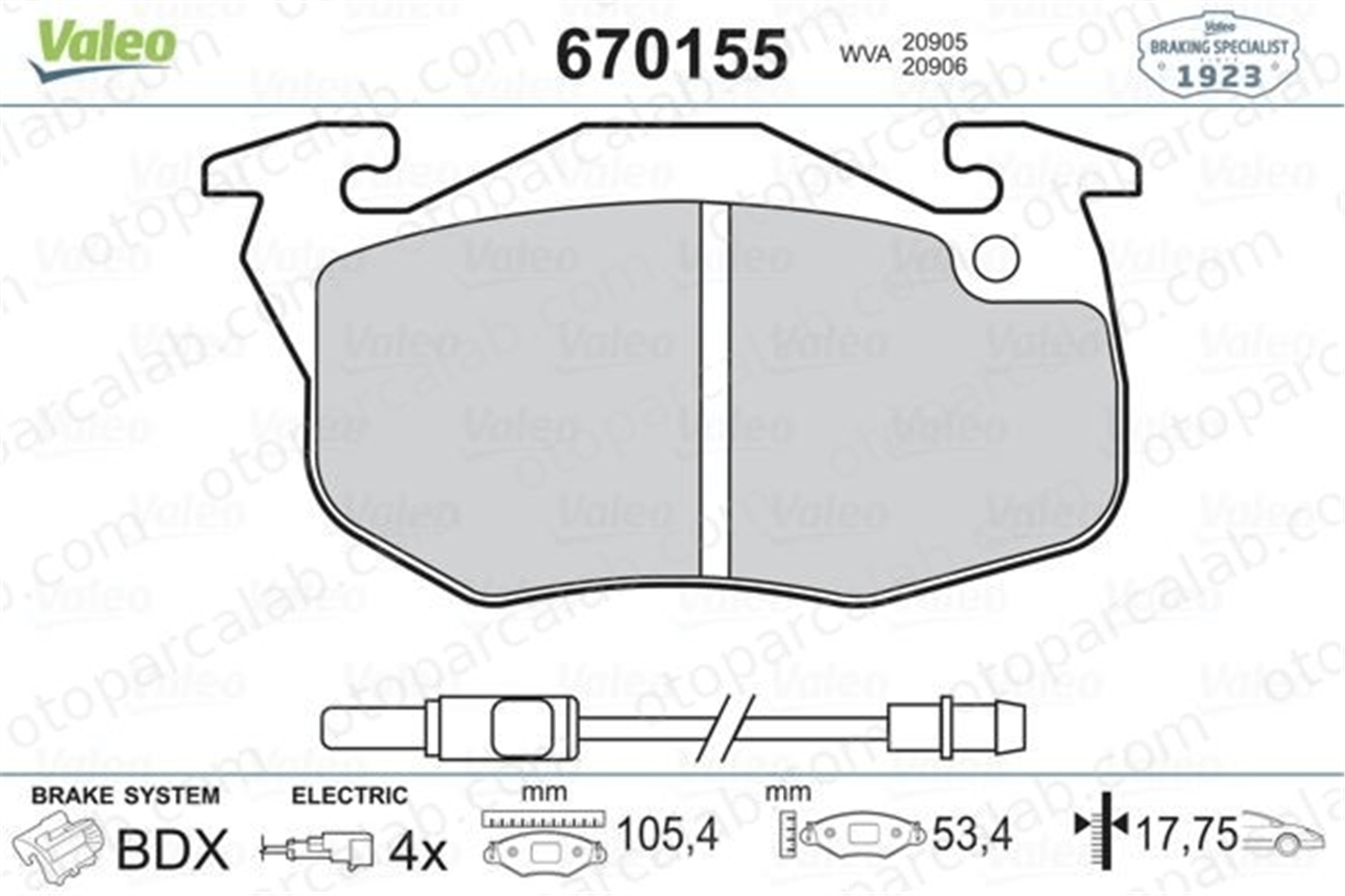 VALEO 670155 Fren Disk Balata Ön CITROËN AX PEUGEOT 106 I 425165 425091