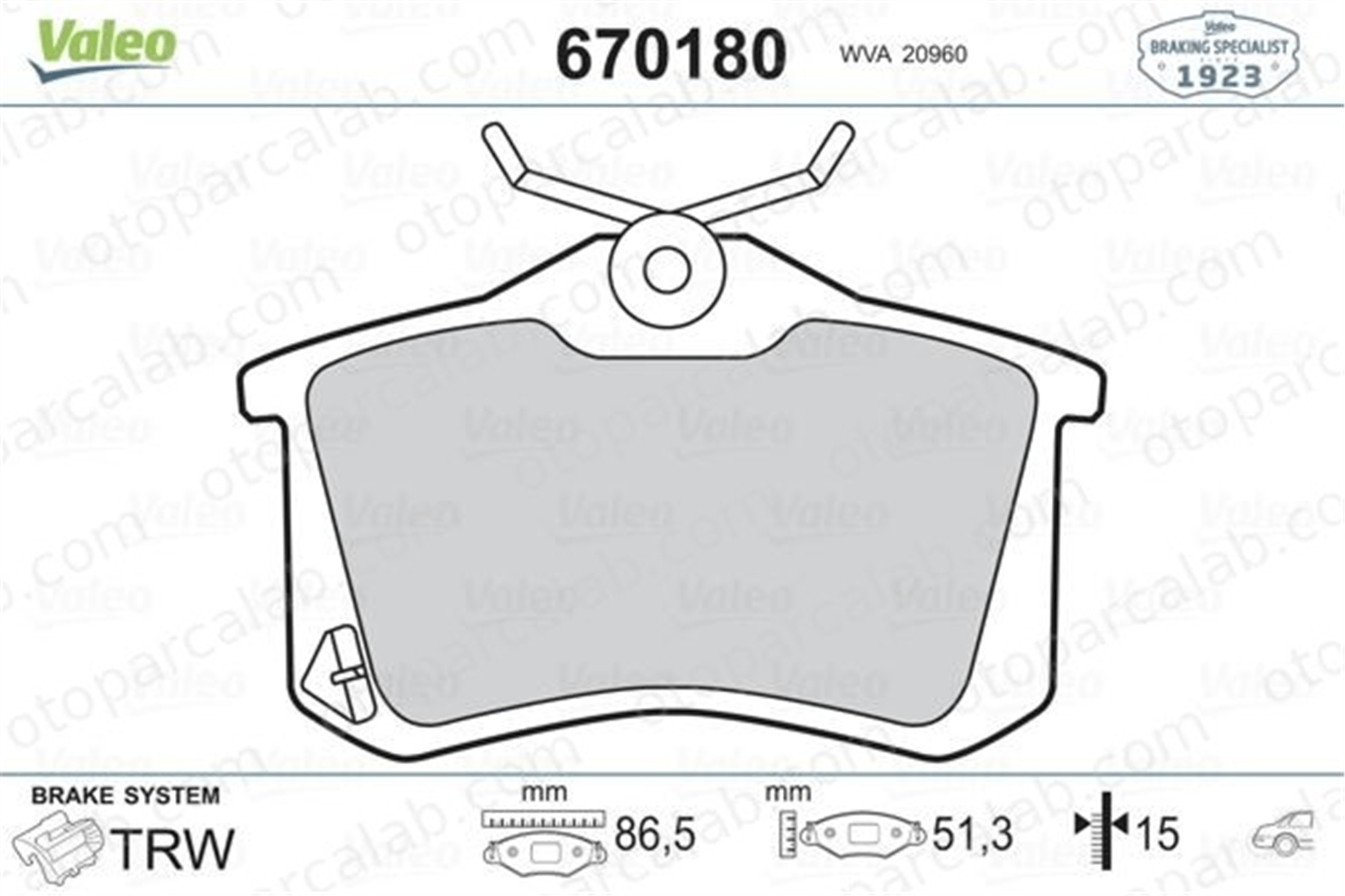 VALEO 670180 Fren Disk Balata Arka RENAULT CLIO III AUDI A4 B6 1J0698451J 191698451A