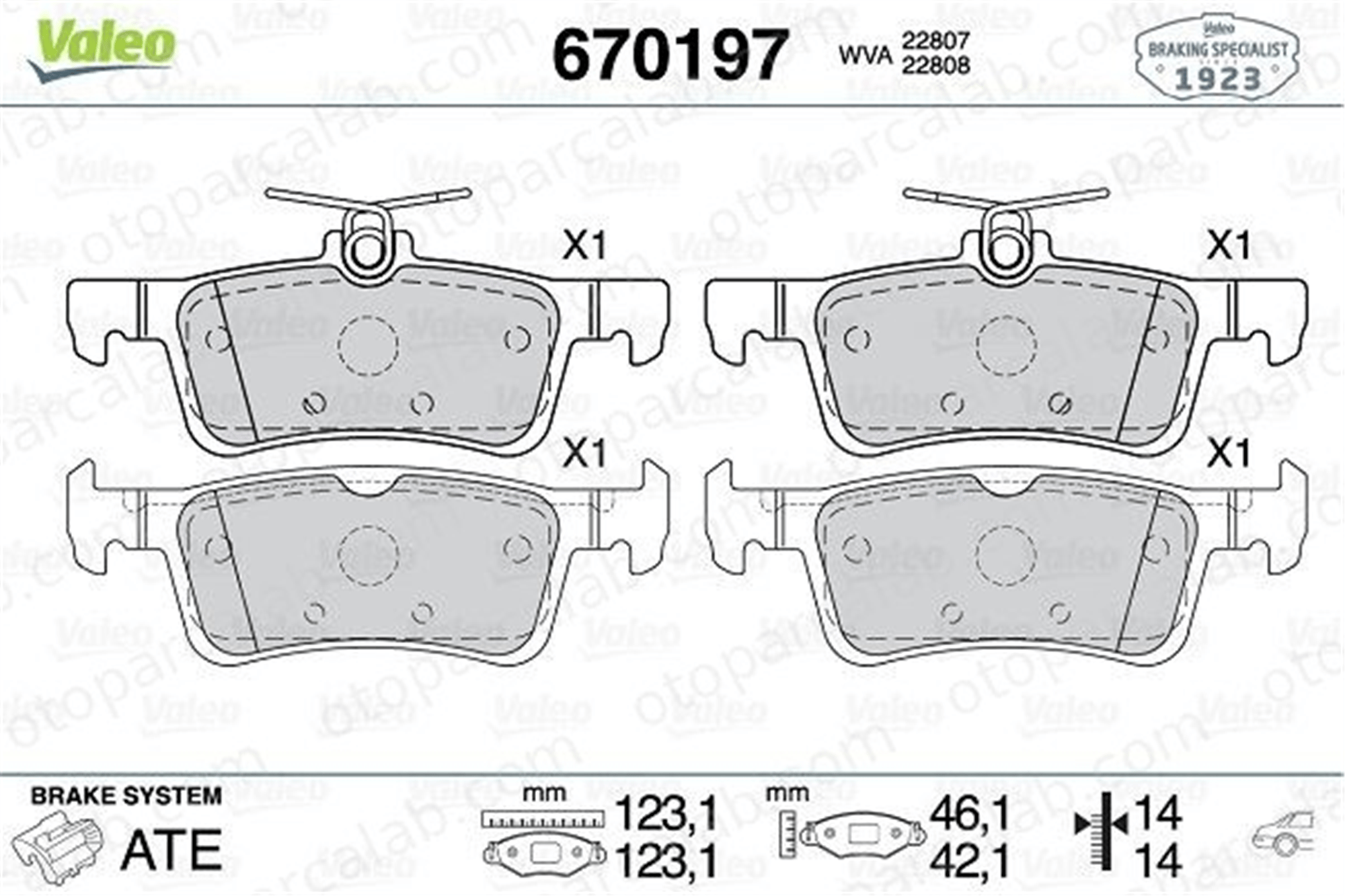 VALEO 670197 Fren Disk Balata Arka FORD FIESTA VII FIESTA VII Van KTH1BC2M007AC 2096245