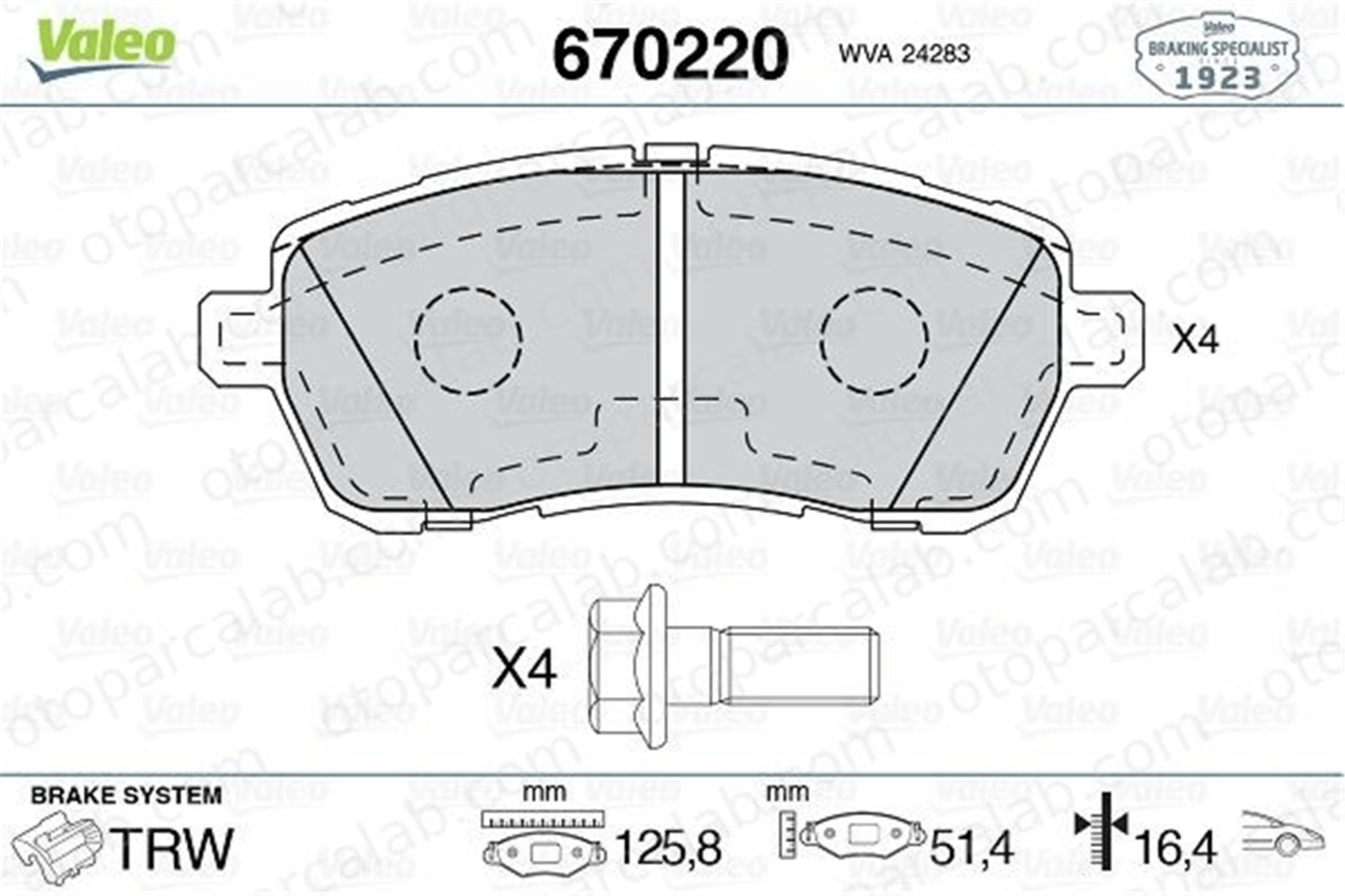 VALEO 670220 Fren Disk Balata Ön FORD FIESTA VI MAZDA 2 ME8V5J2K021AB 1550219