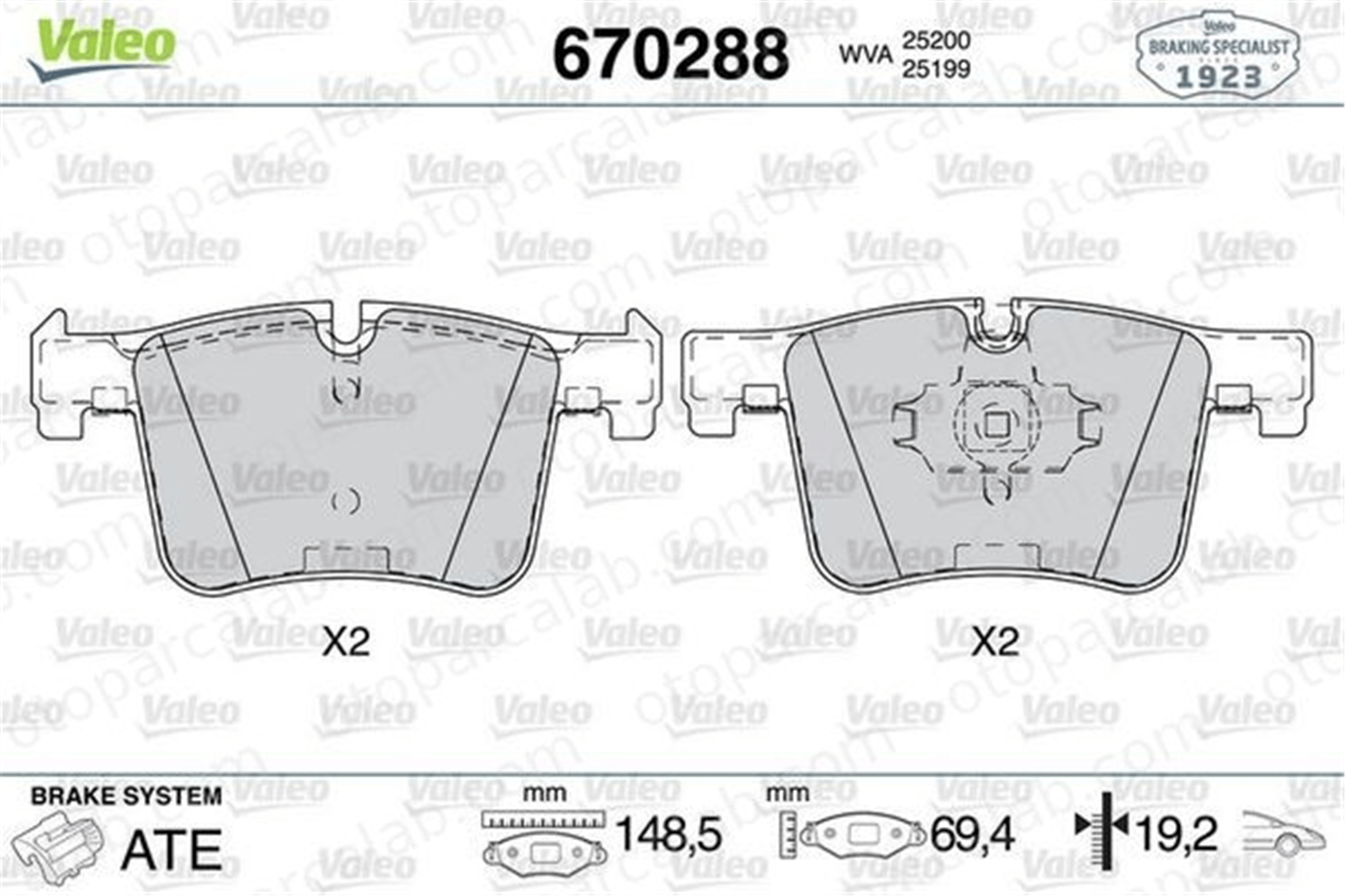 VALEO 670288 Fren Disk Balata Ön BMW 3 3 Touring 2456867 2464194