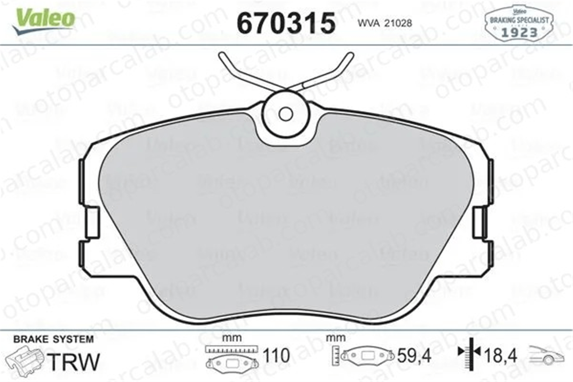 VALEO 670315 Fren Disk Balata Ön MERCEDES-BENZ 124 Sedan 124 T-Model A0004209920 4209920