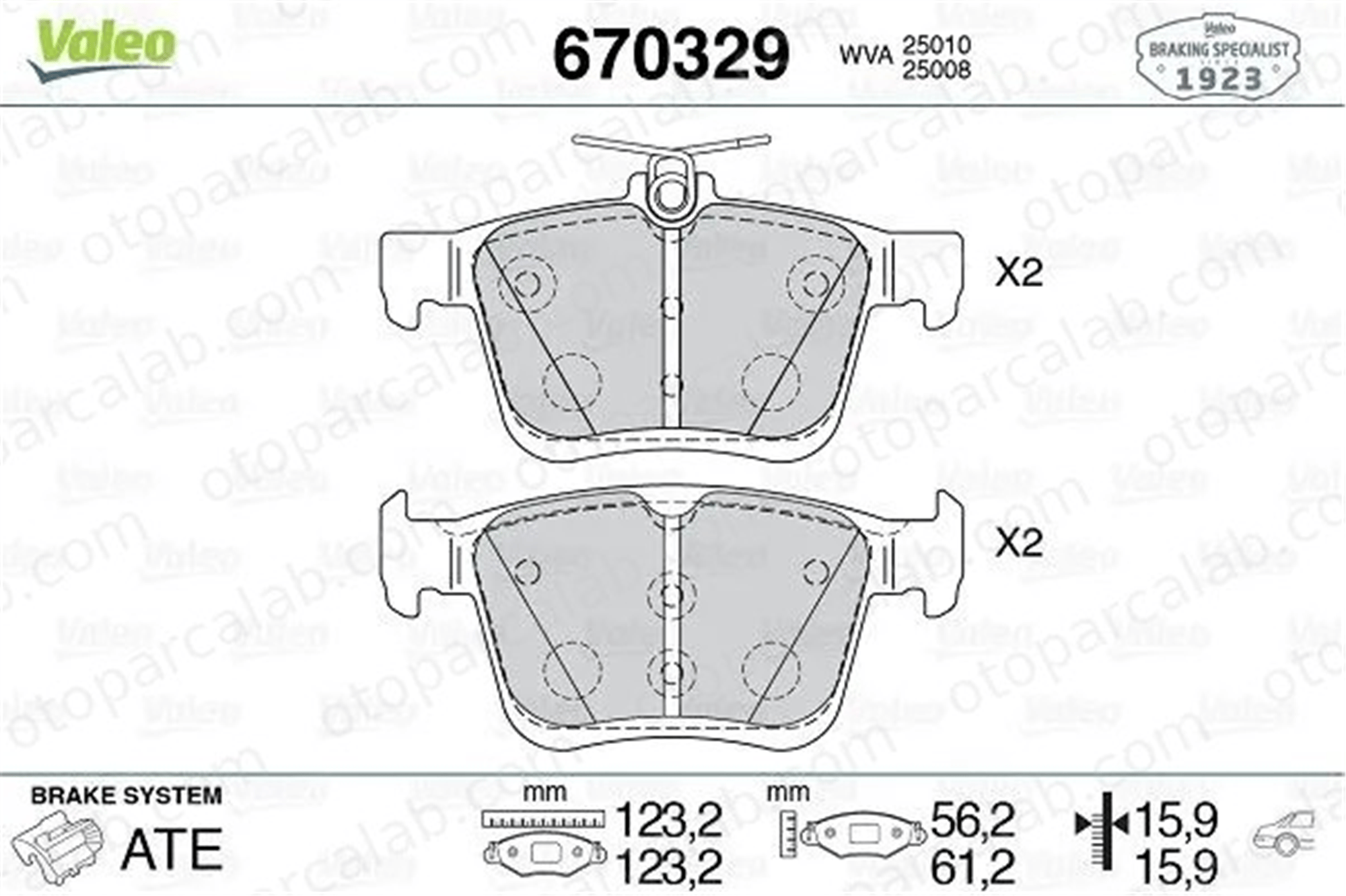 VALEO 670329 Fren Disk Balata Arka VW GOLF VII GOLF VII Variant 8V0698451 3Q0698451