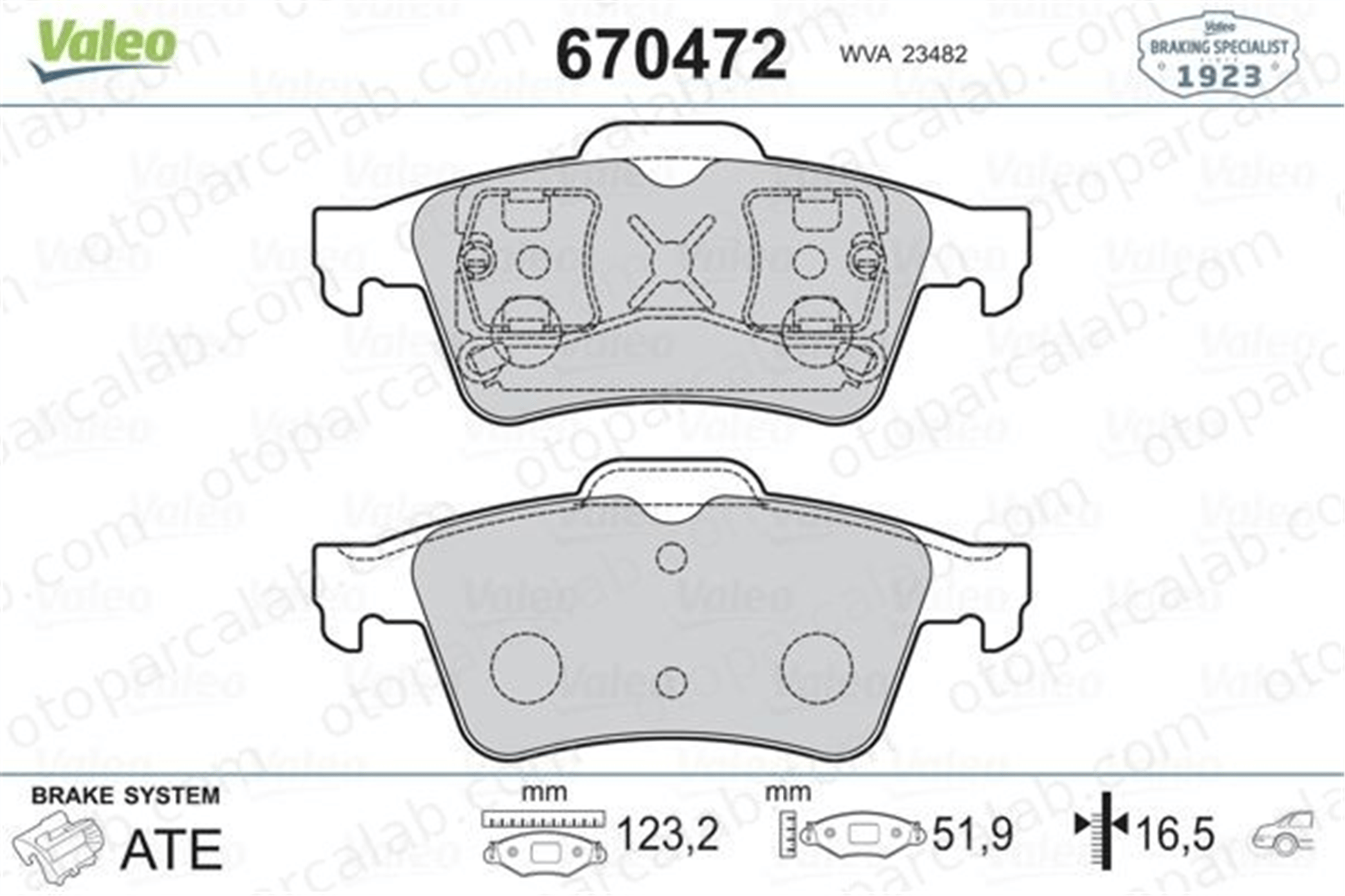 VALEO 670472 Fren Disk Balata Arka RENAULT LAGUNA II Grandtour LAGUNA II 2T142M008AA 4387371