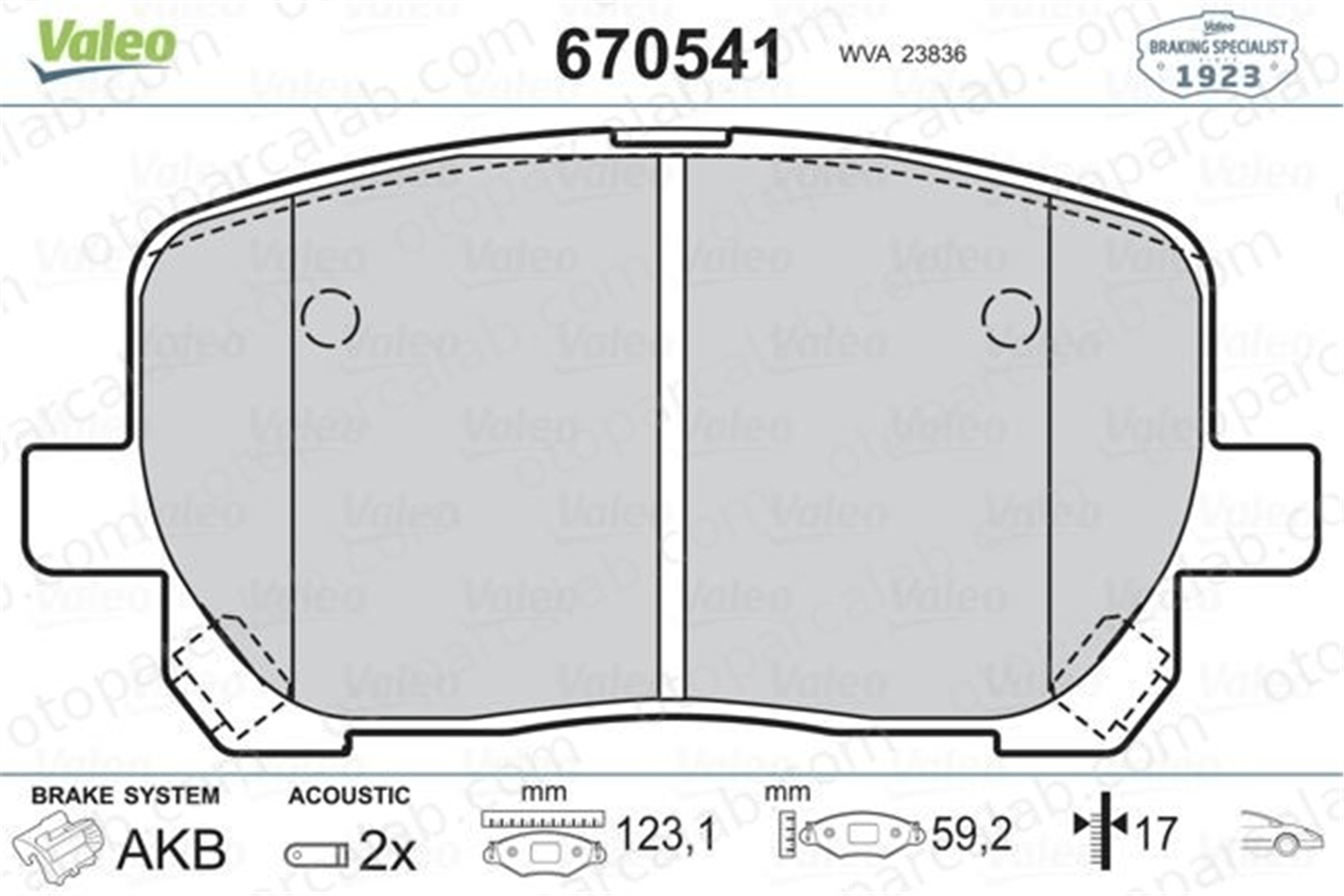 VALEO 670541 Fren Disk Balata Ön TOYOTA AVENSIS VERSO MATRIX 446544090 446544100