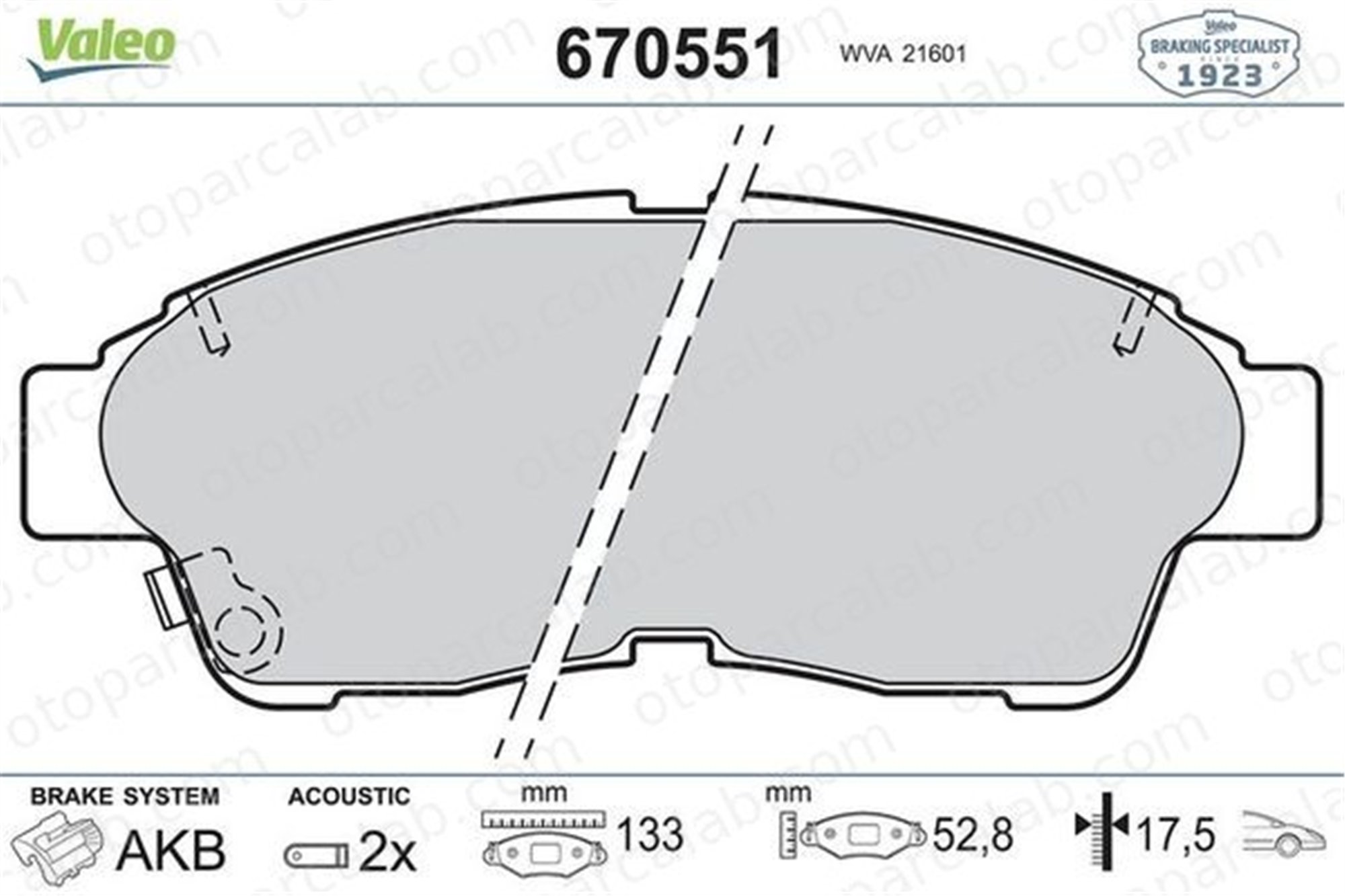 VALEO 670551 Fren Disk Balata Ön TOYOTA COROLLA COROLLA Compact 446533020 446533040