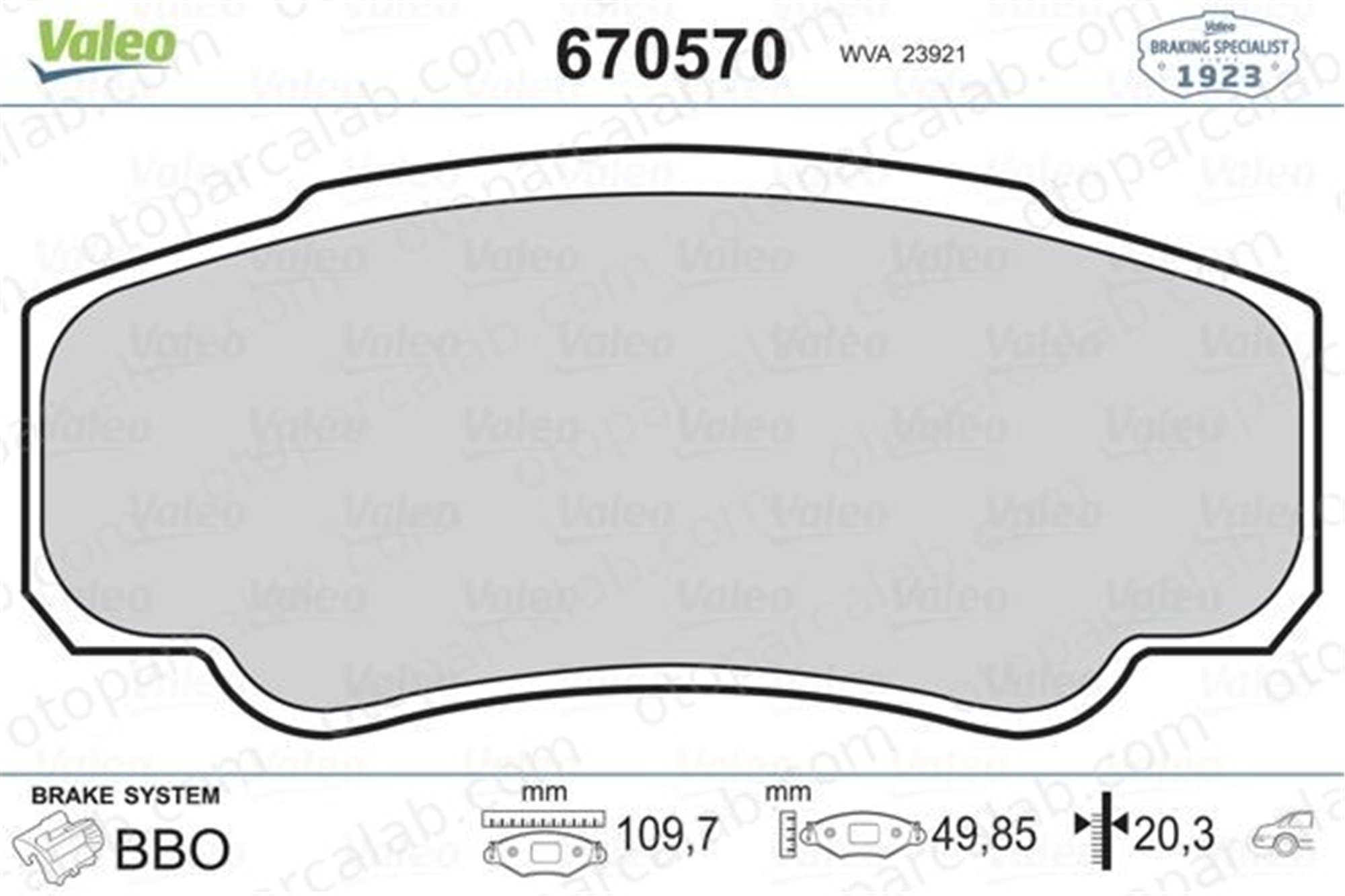 VALEO 670570 Fren Disk Balata Arka PEUGEOT BOXER Panelvan/Van BOXER Minibüs/Otobüs 77364860 425247