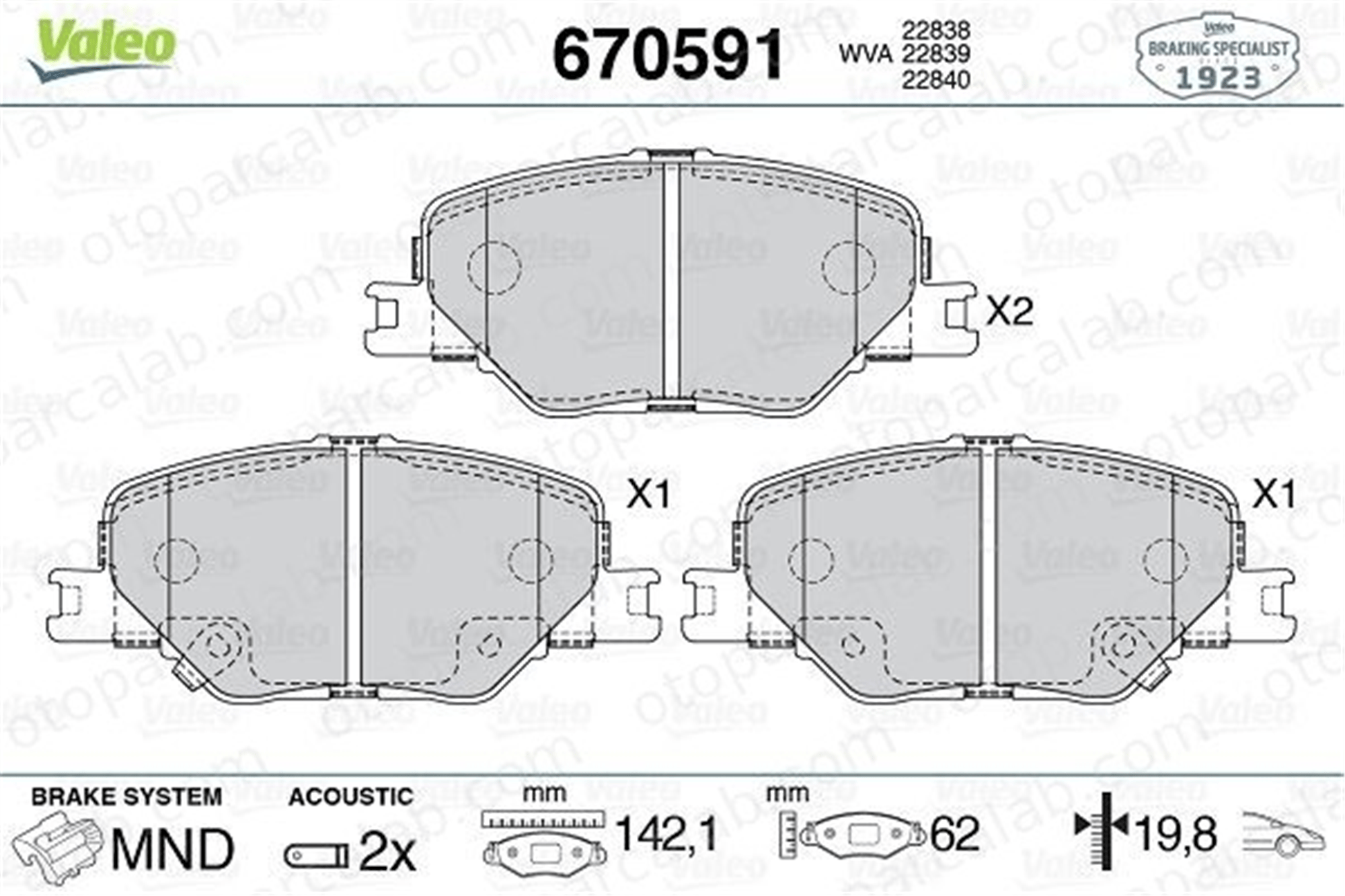VALEO 670591 Fren Disk Balata Ön OPEL INSIGNIA B Grand Sport INSIGNIA B Sports Tourer 84124408