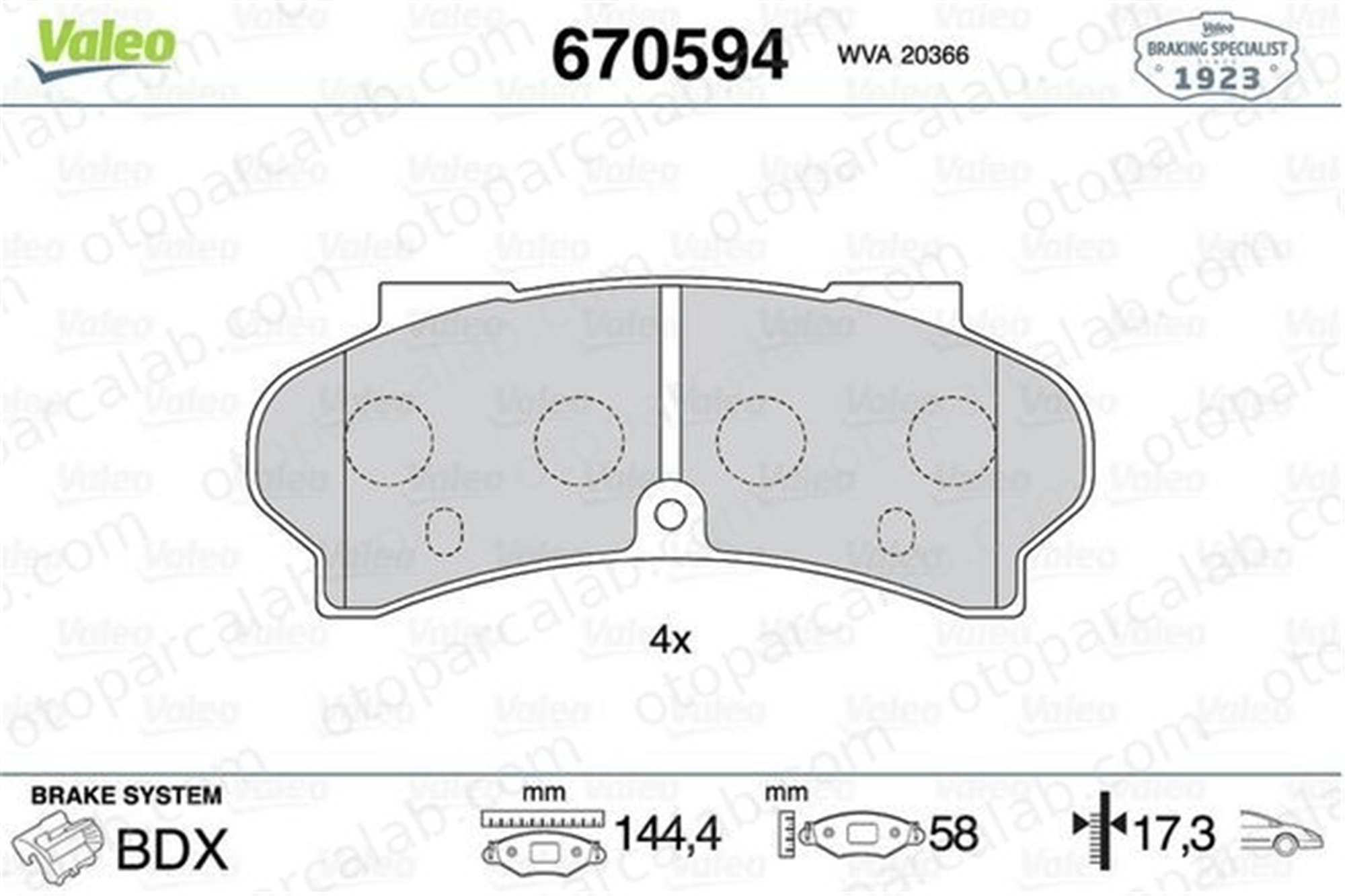 VALEO 670594 Fren Disk Balata Ön PEUGEOT J9 Panelvan/Van J9 Minibüs/Otobüs 425030 425309