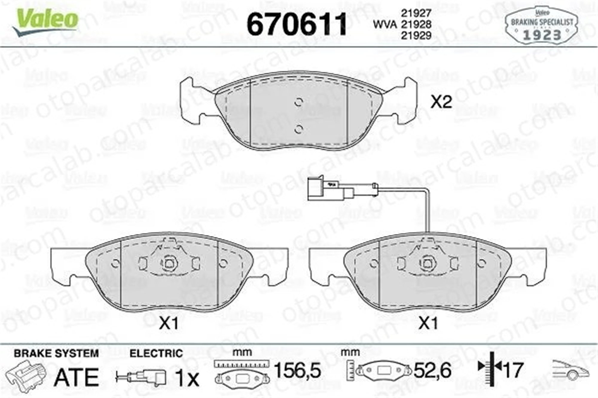 VALEO 670611 Fren Disk Balata Ön FIAT MAREA MAREA Weekend 9947124 9951067
