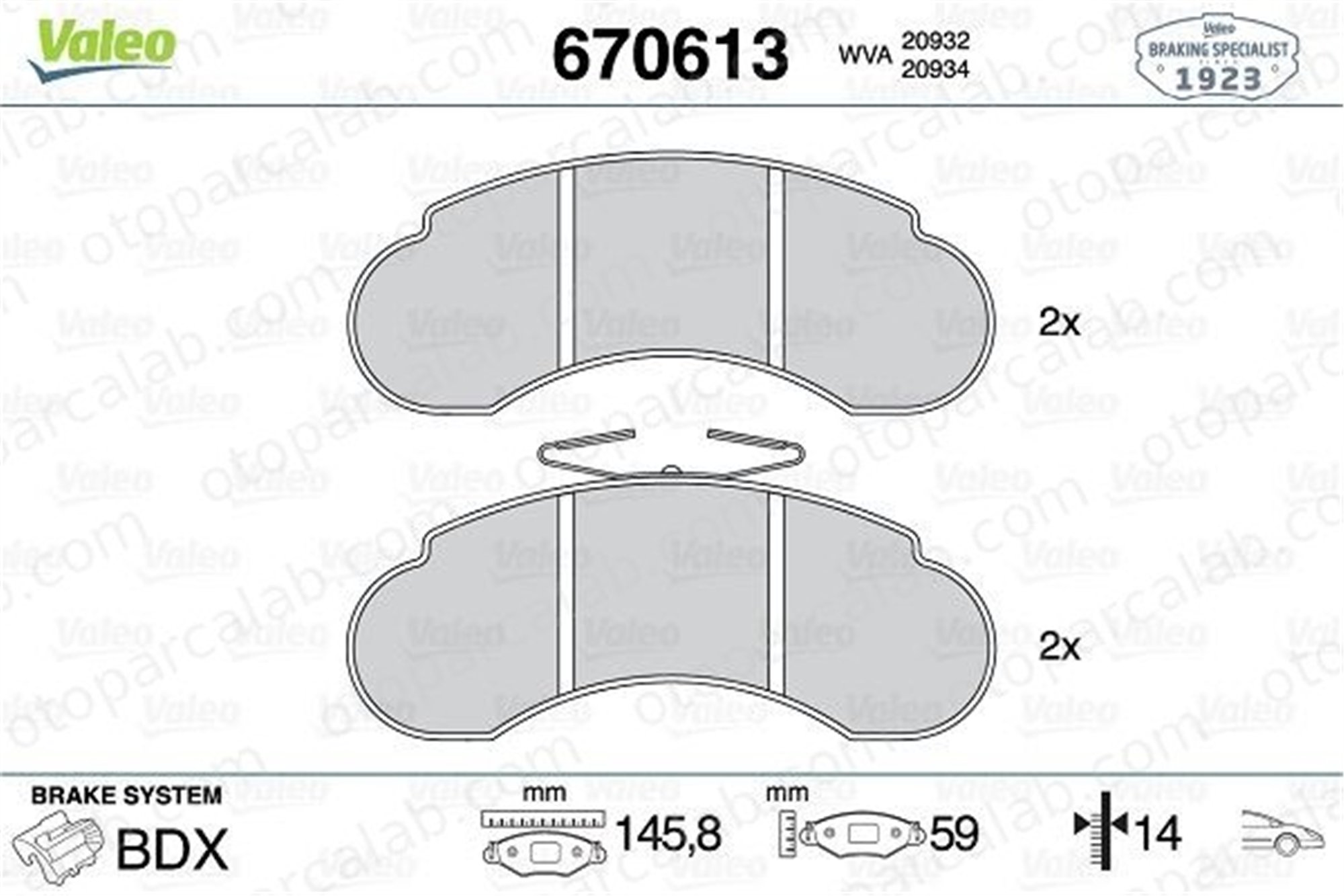 VALEO 670613 Fren Disk Balata Ön MERCEDES-BENZ G-SERISI T1 Platform şasi 6014208720 6014217720