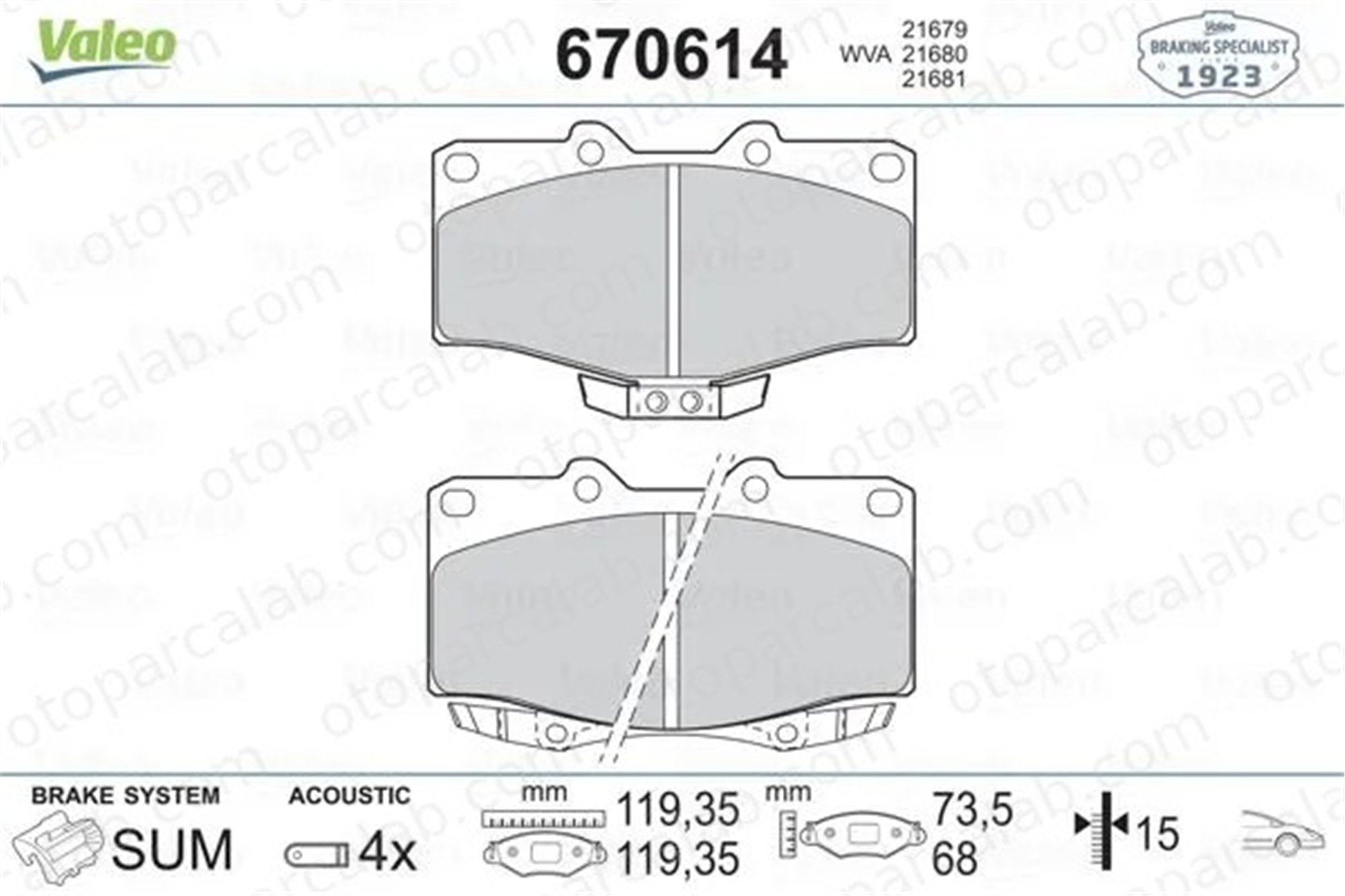 VALEO 670614 Fren Disk Balata Ön TOYOTA HILUX V Pick-up HILUX VI Pick-up 446535140 446535020