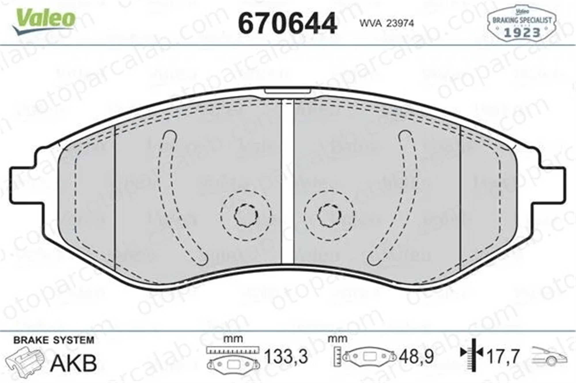 VALEO 670644 Fren Disk Balata Ön CHEVROLET AVEO / KALOS Hatchback AVEO / KALOS Sedan 94566892 96534653