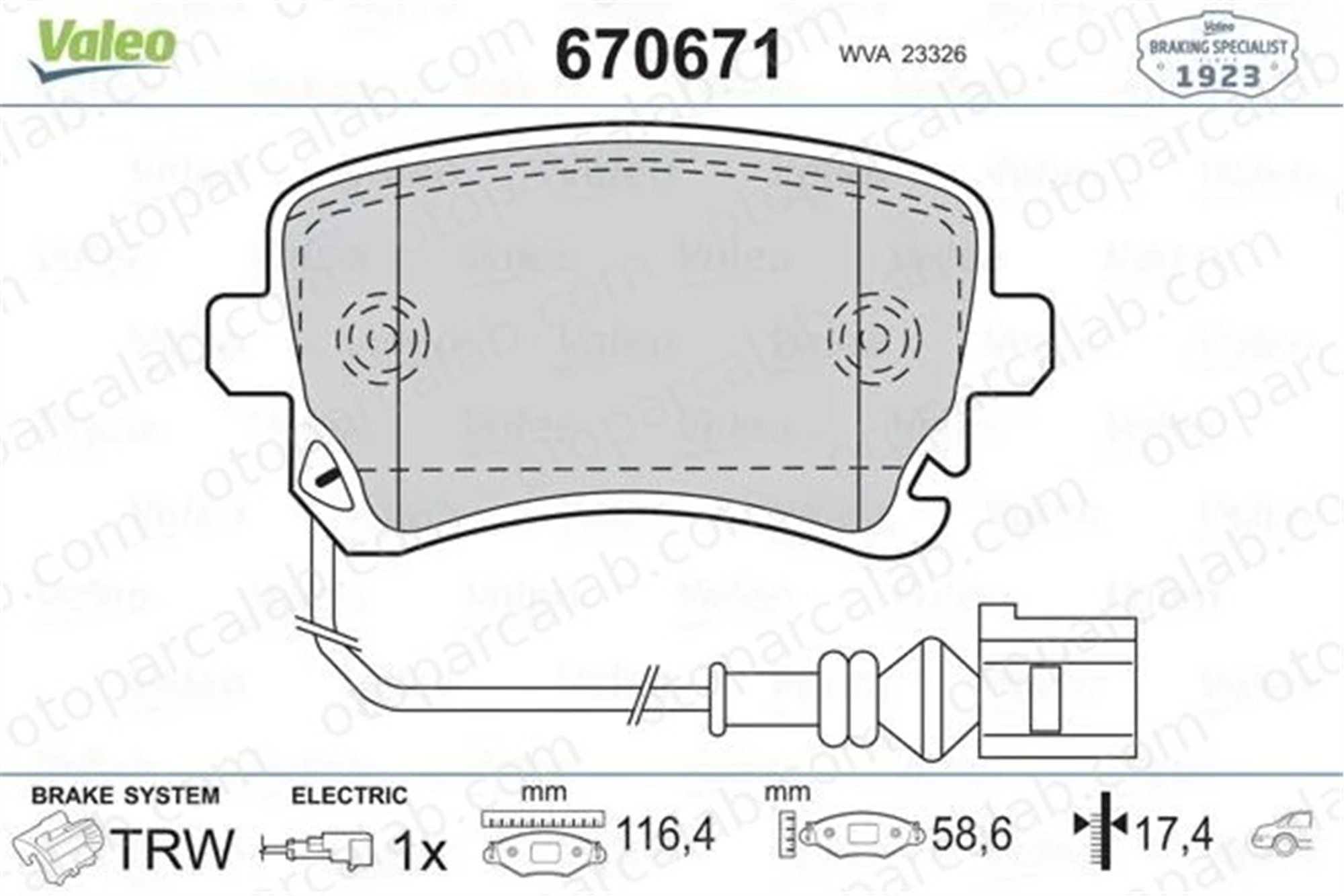 VALEO 670671 Fren Disk Balata Arka VW TRANSPORTER T5 Minibüs/Otobüs TRANSPORTER T5 Panelvan/Van 7H0698451 7E0698451