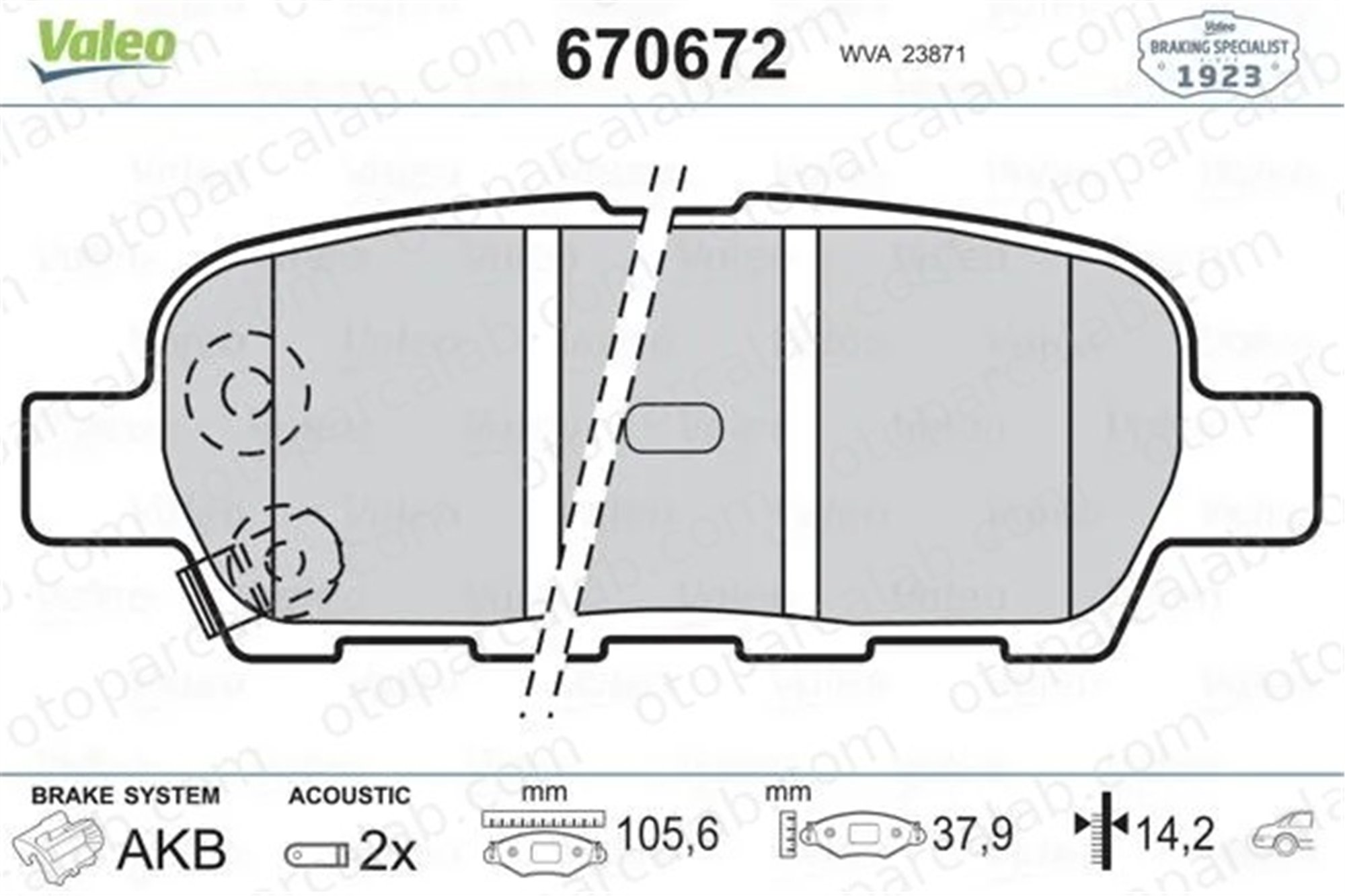 VALEO 670672 Fren Disk Balata Arka NISSAN QASHQAI +2 QASHQAI / QASHQAI +2 I 440608H385 44060AM485