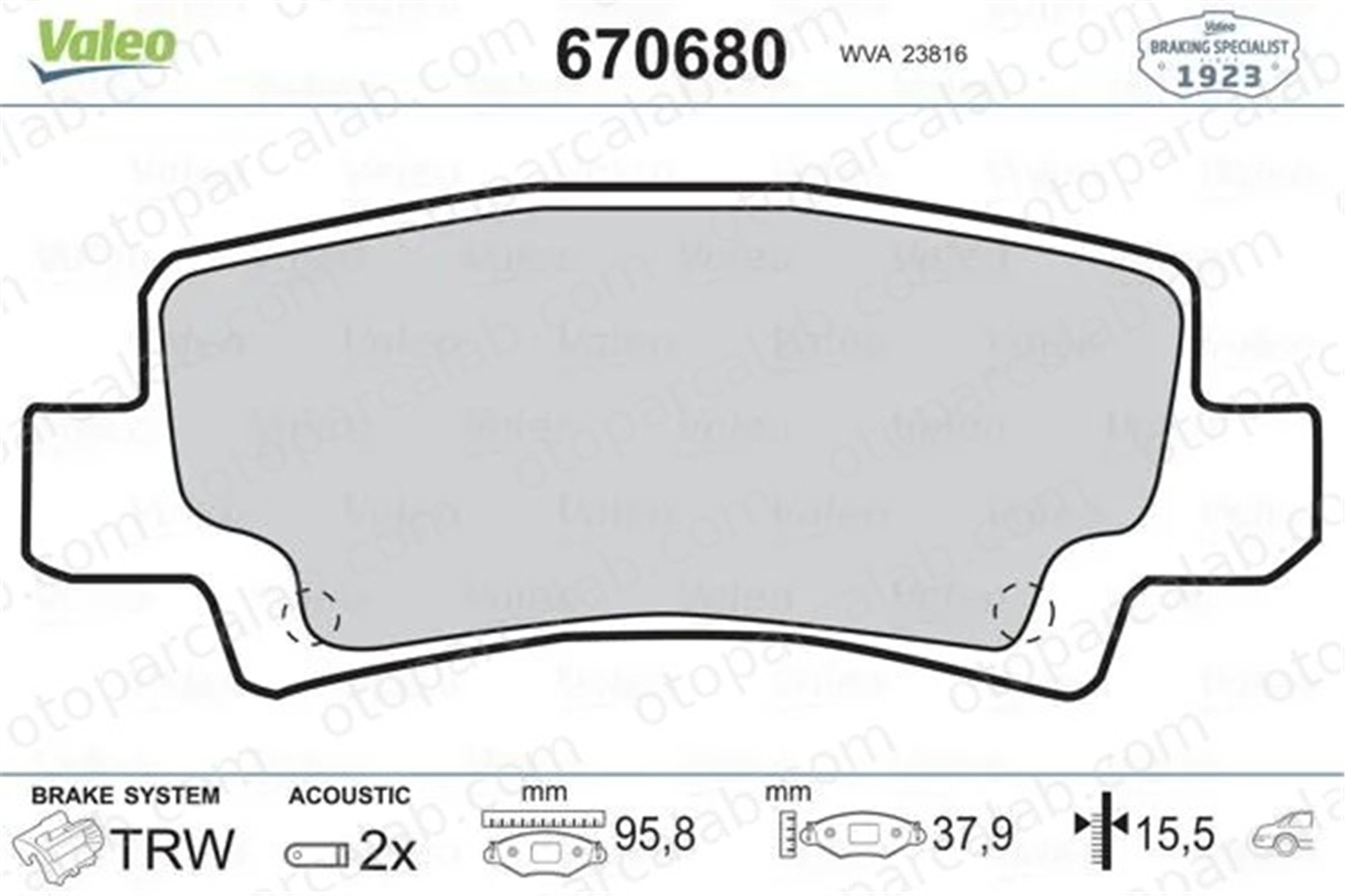 VALEO 670680 Fren Disk Balata Arka TOYOTA COROLLA COROLLA Sedan 446602160 04466-02160