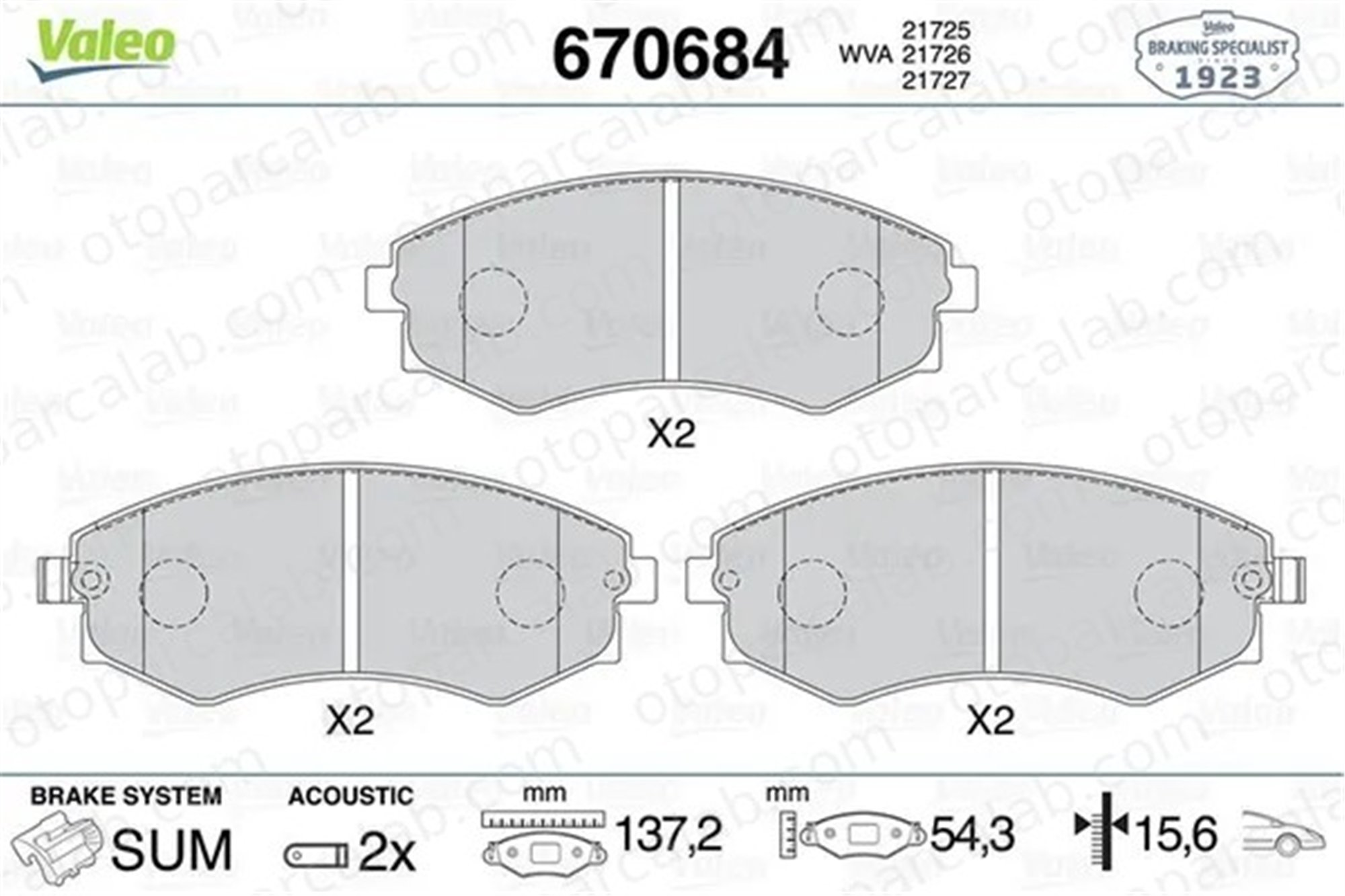VALEO 670684 Fren Disk Balata Ön HYUNDAI ELANTRA III Sedan SONATA III 670684 4813008050