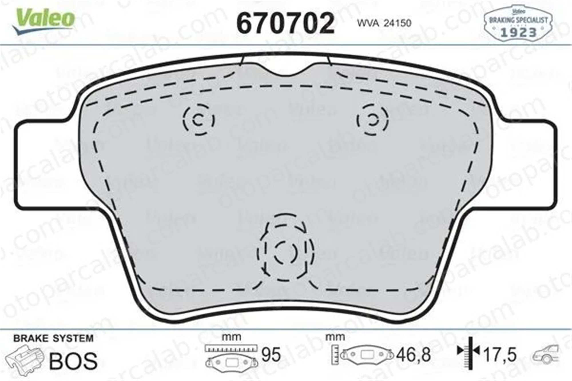 VALEO 670702 Fren Disk Balata Arka CITROËN C4 I C4 Coupe 425398 425399
