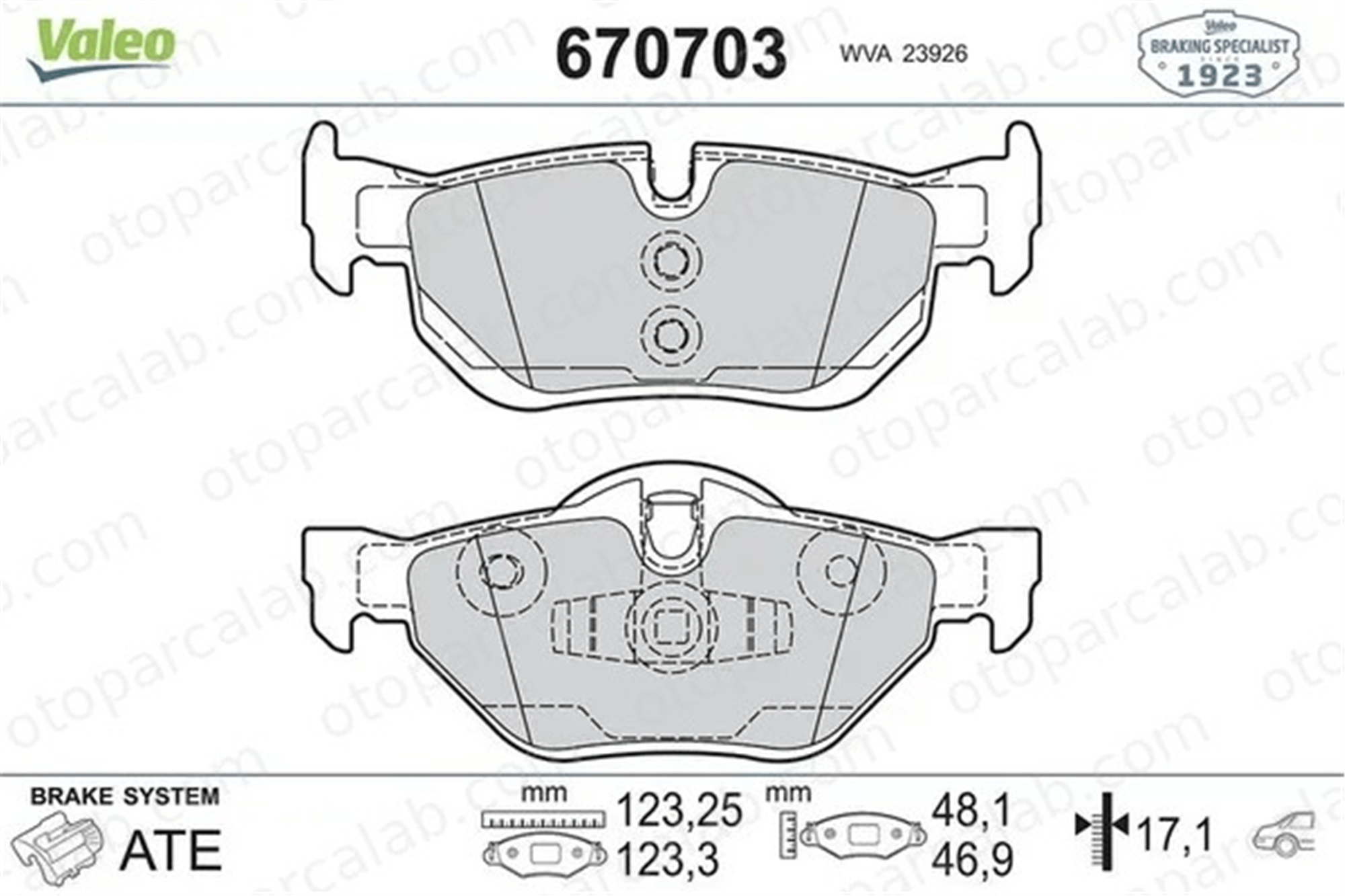 VALEO 670703 Fren Disk Balata Arka BMW 1 3 34216774692 2288892