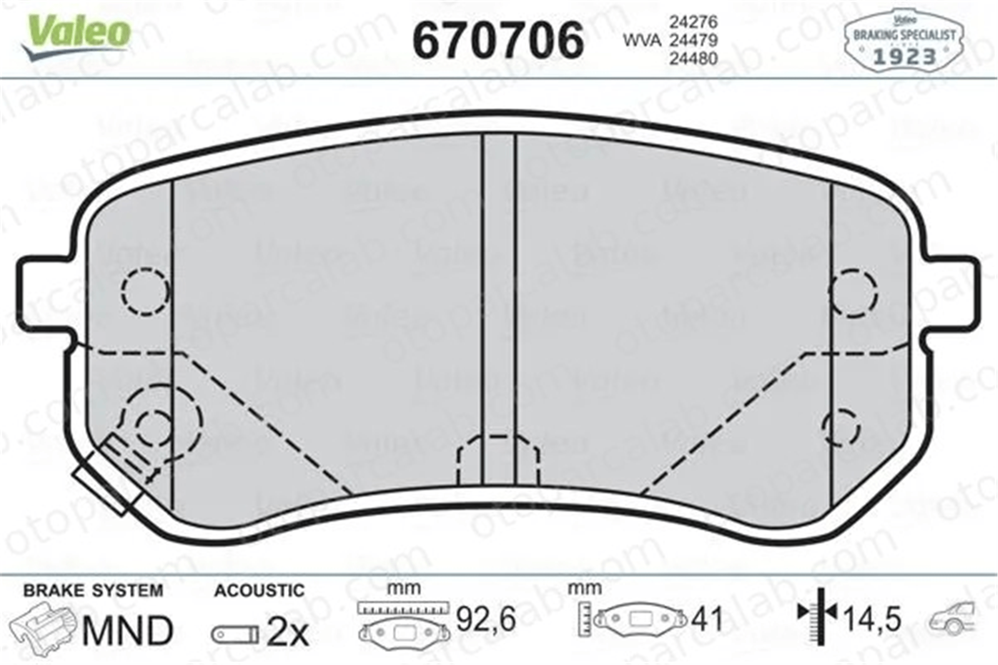 VALEO 670706 Fren Disk Balata Arka HYUNDAI i10 I ix35 583020XA00 583022ZA00