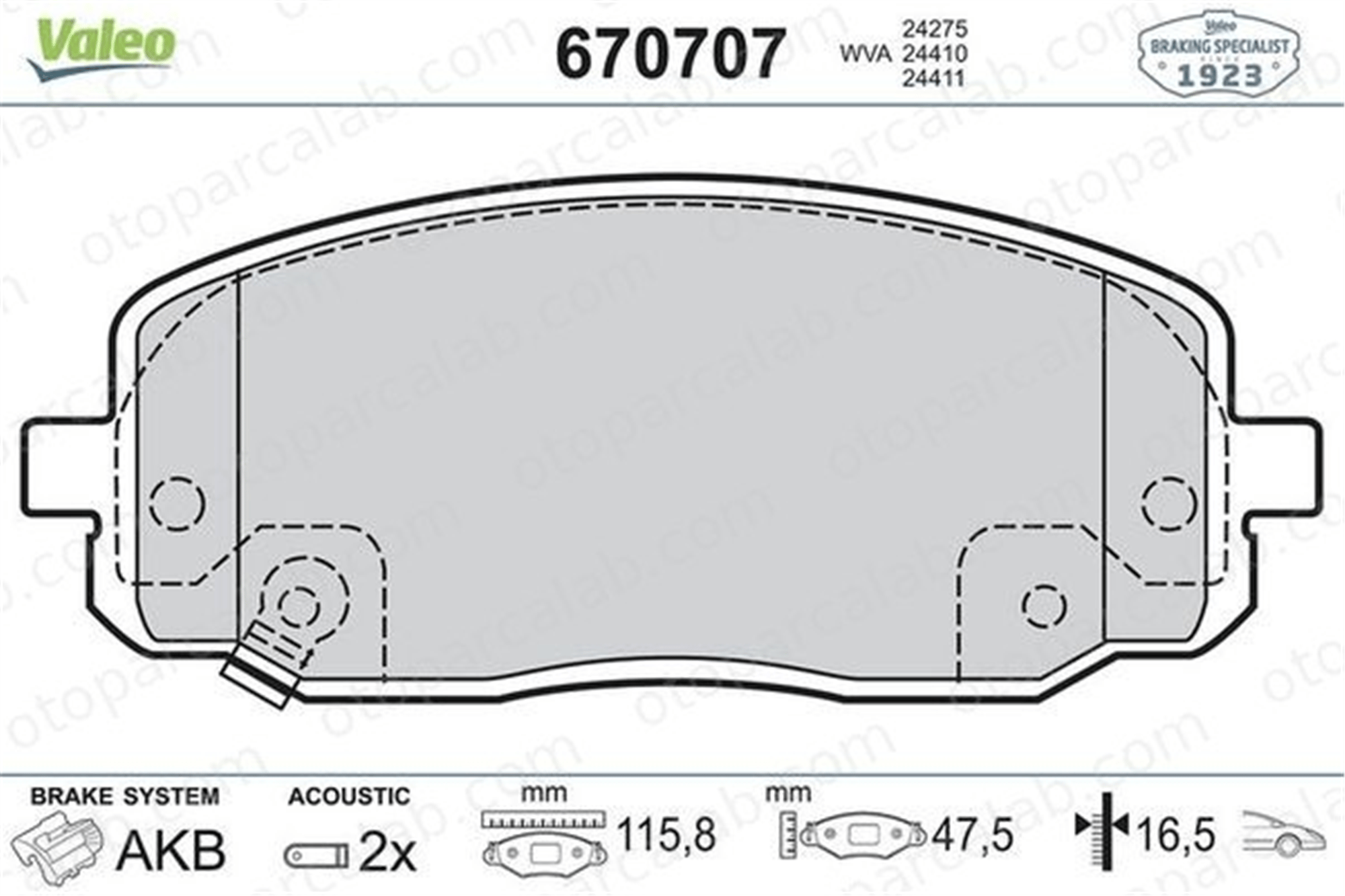 VALEO 670707 Fren Disk Balata Ön HYUNDAI i10 I KIA PICANTO I 581010XA10 581010XA01