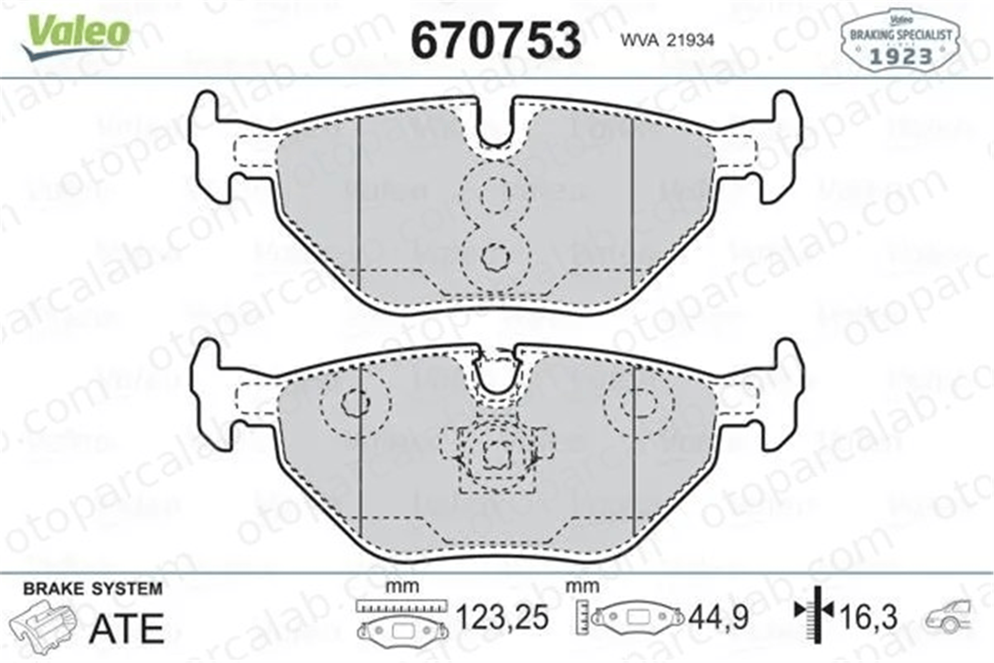 VALEO 670753 Fren Disk Balata Arka BMW 3 3 Touring 34216778168 1164499