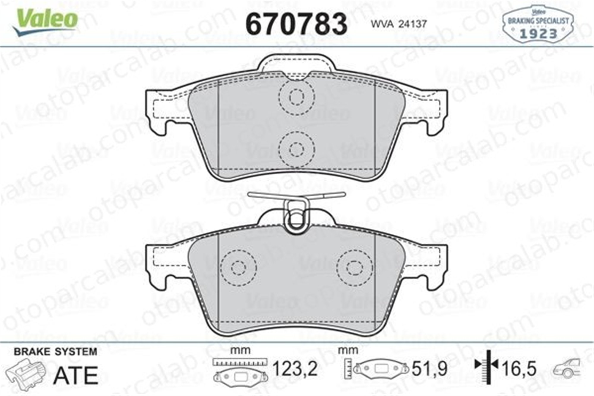 VALEO 670783 Fren Disk Balata Arka FORD FOCUS III FOCUS III Turnier MEAV6J2M008AA 13322091