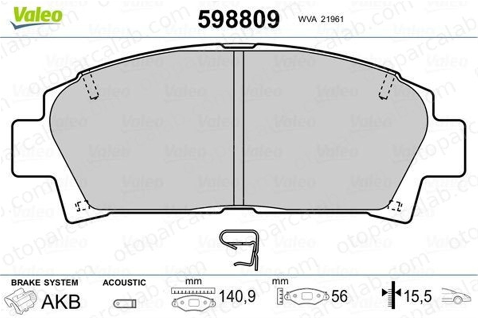 VALEO 670809 Fren Disk Balata Ön TOYOTA AVENSIS Liftback AVENSIS 446512160 04465-12160
