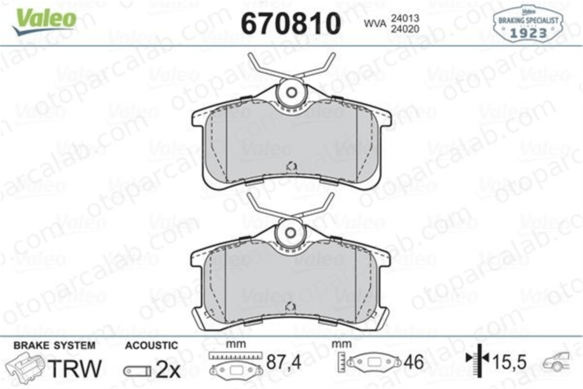 VALEO 670810 Fren Disk Balata Ön TOYOTA AVENSIS Liftback AVENSIS 446620130 446602060