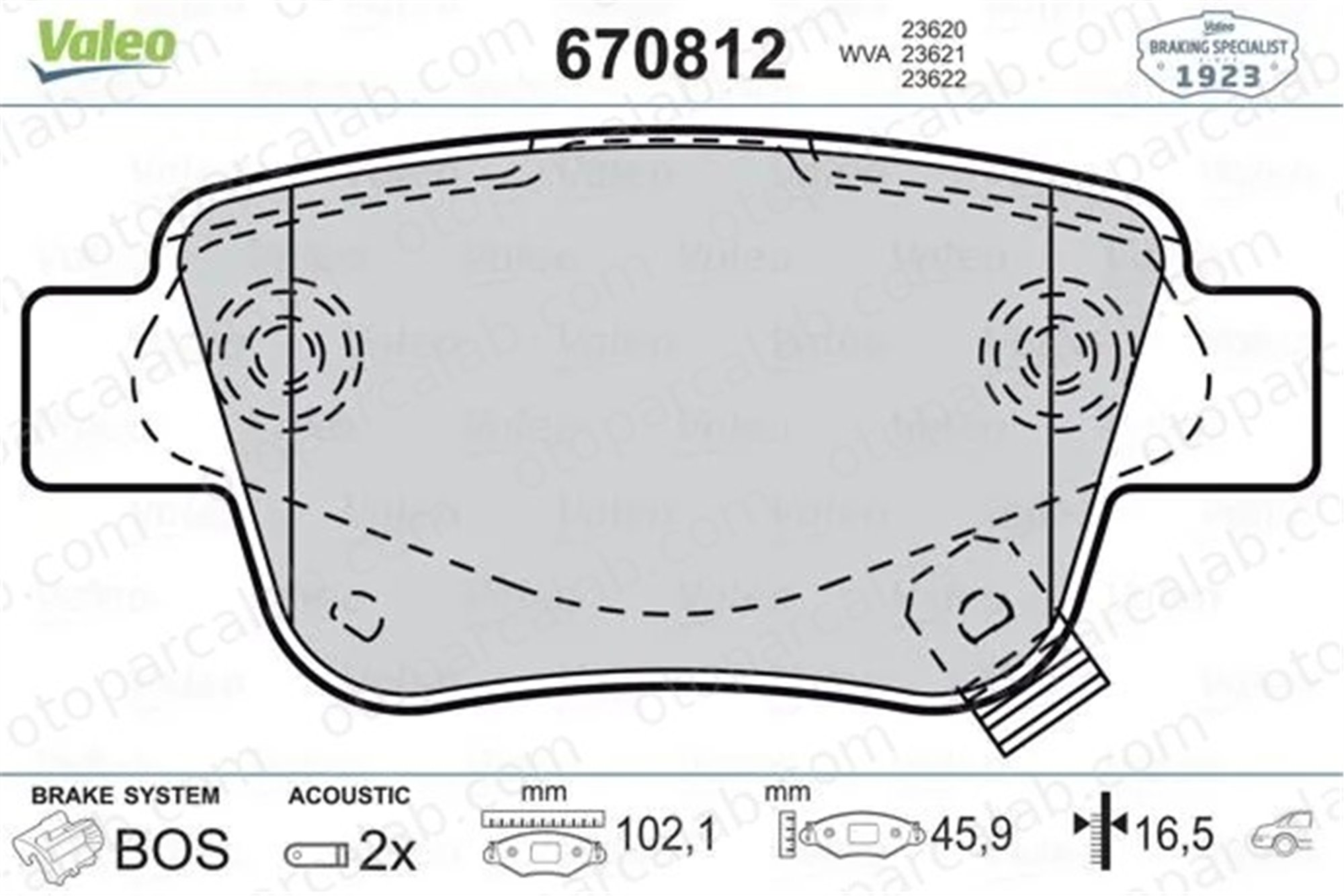 VALEO 670812 Fren Disk Balata Arka TOYOTA AVENSIS AVENSIS Sedan 446605010 446605020