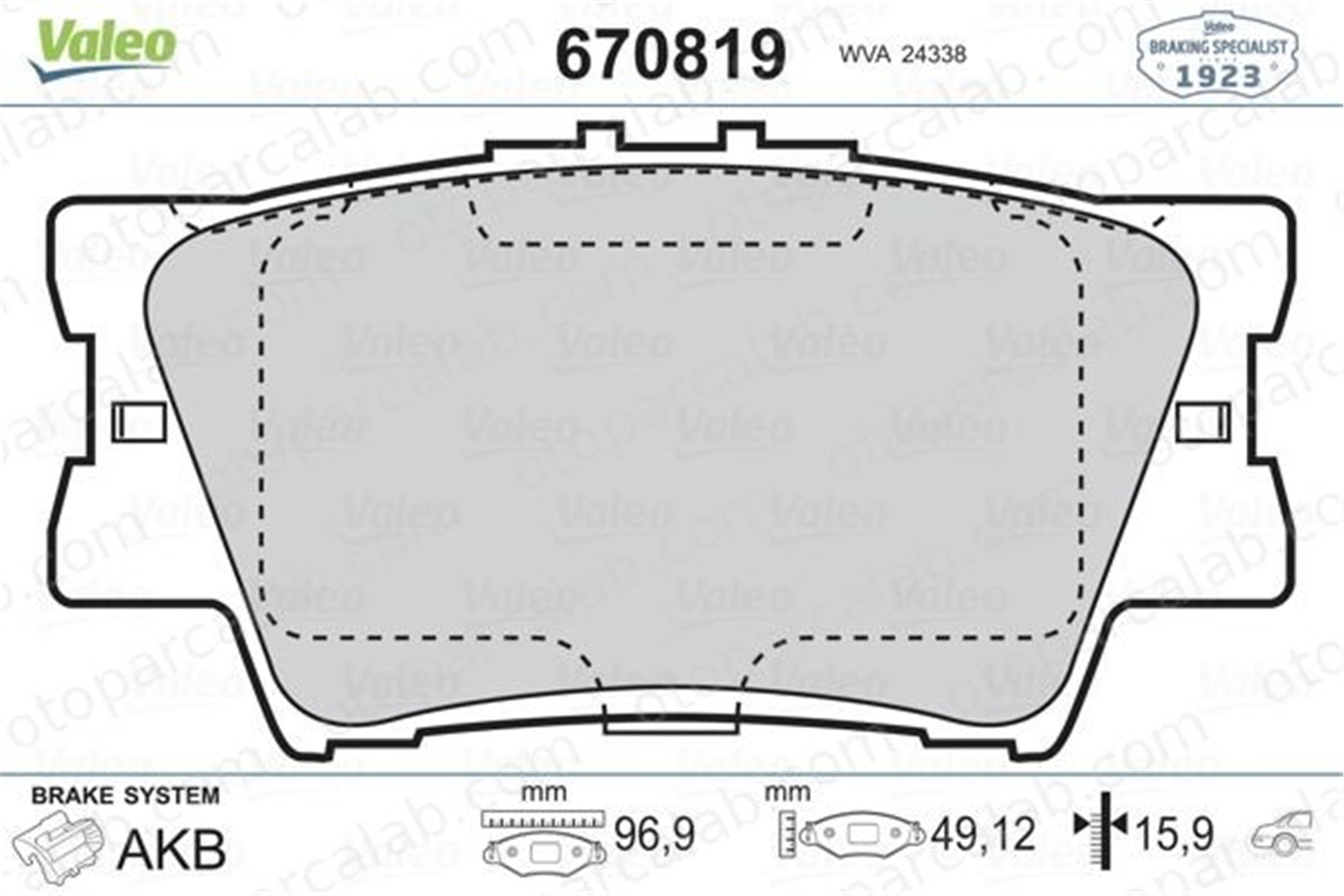 VALEO 670819 Fren Disk Balata Arka TOYOTA CAMRY Sedan RAV 4 IV 446606210 446606080