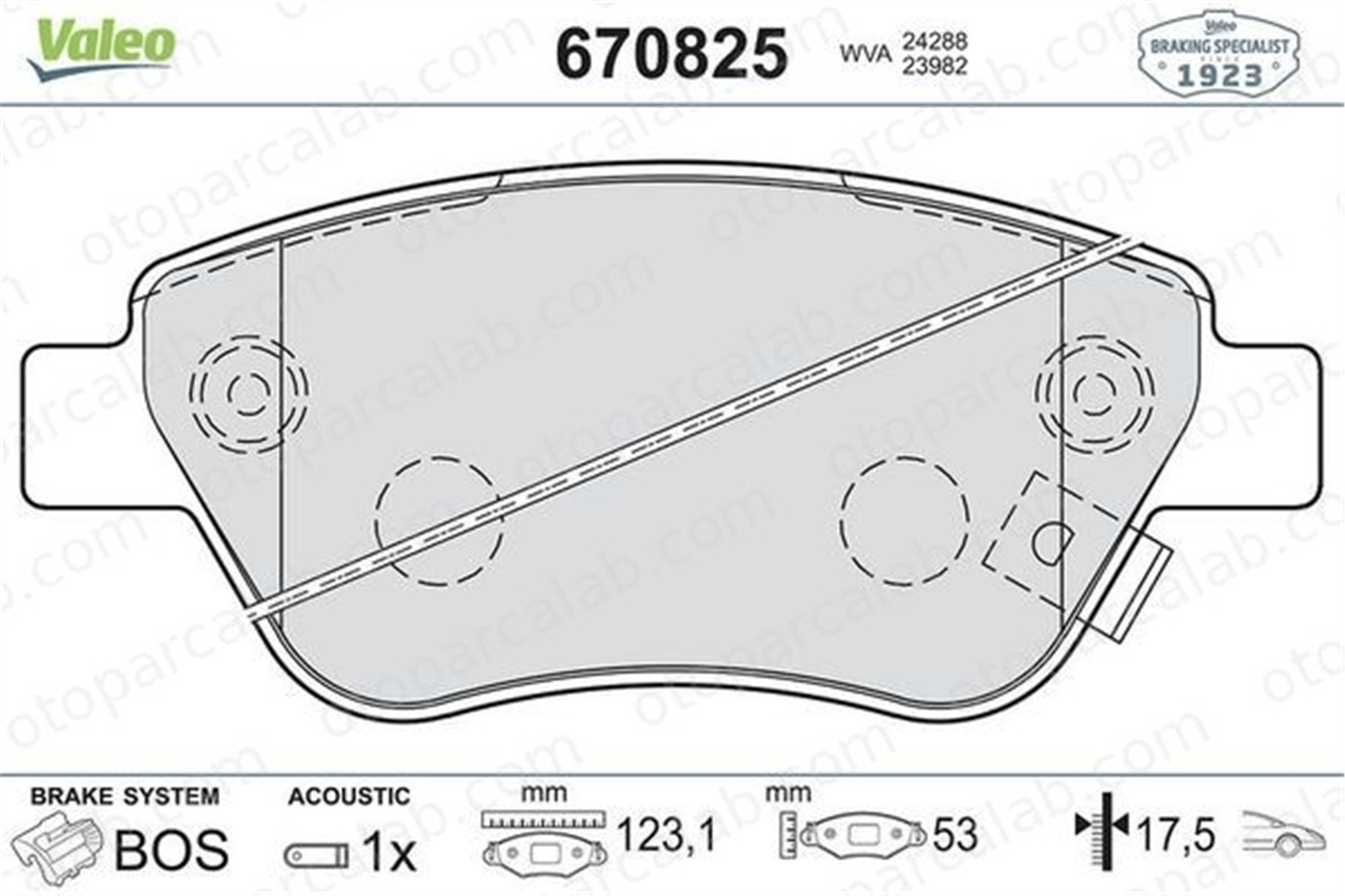 VALEO 670825 Fren Disk Balata Ön OPEL CORSA D FIAT DOBLO Kasa/büyük limuzin 1605226 93169174