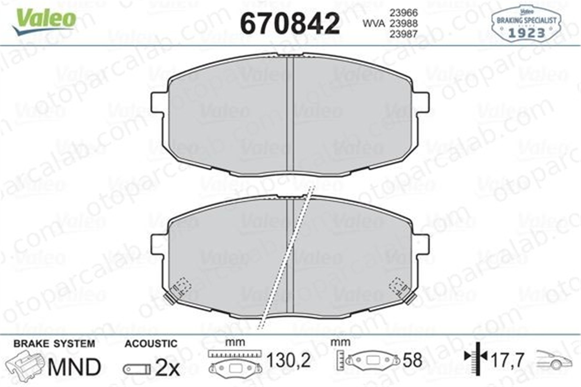 VALEO 670842 Fren Disk Balata Ön KIA CEE'D SW PRO CEE'D 581011HA00 581011HA10