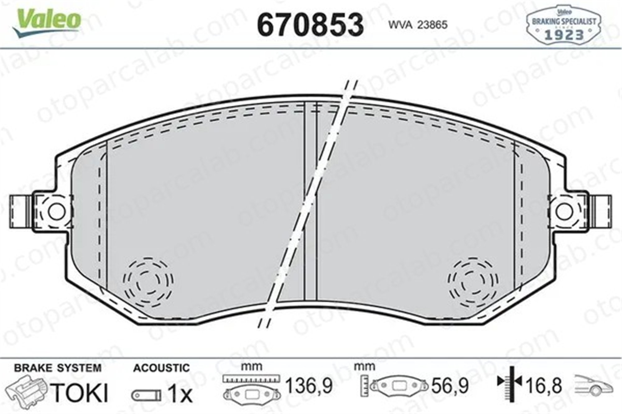 VALEO 670853 Fren Disk Balata Ön SUBARU FORESTER IMPREZA Hatchback 26296AC010 26296SA020