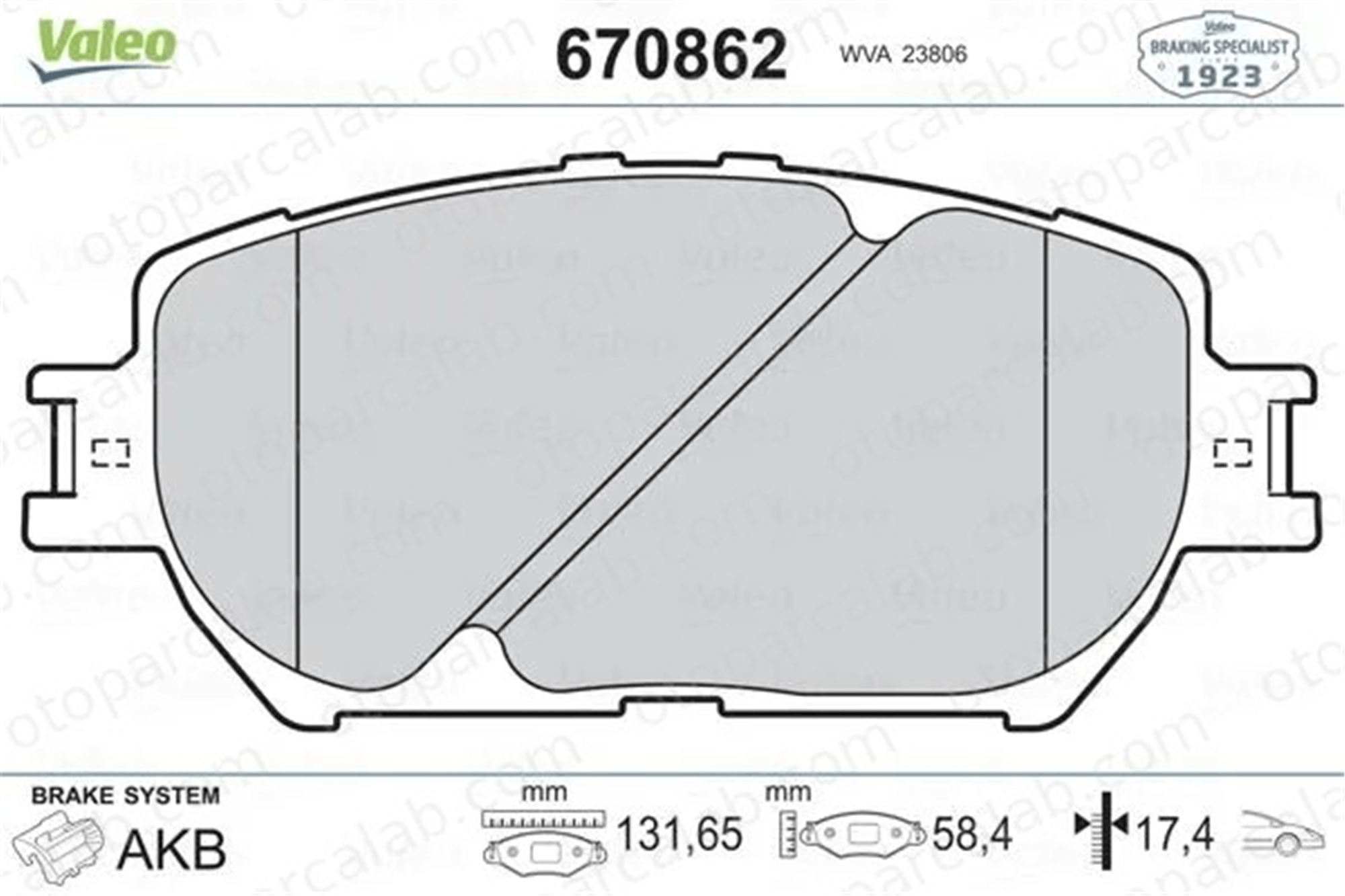 VALEO 670862 Fren Disk Balata Ön TOYOTA CAMRY Sedan MARK X I 446533260 446530340