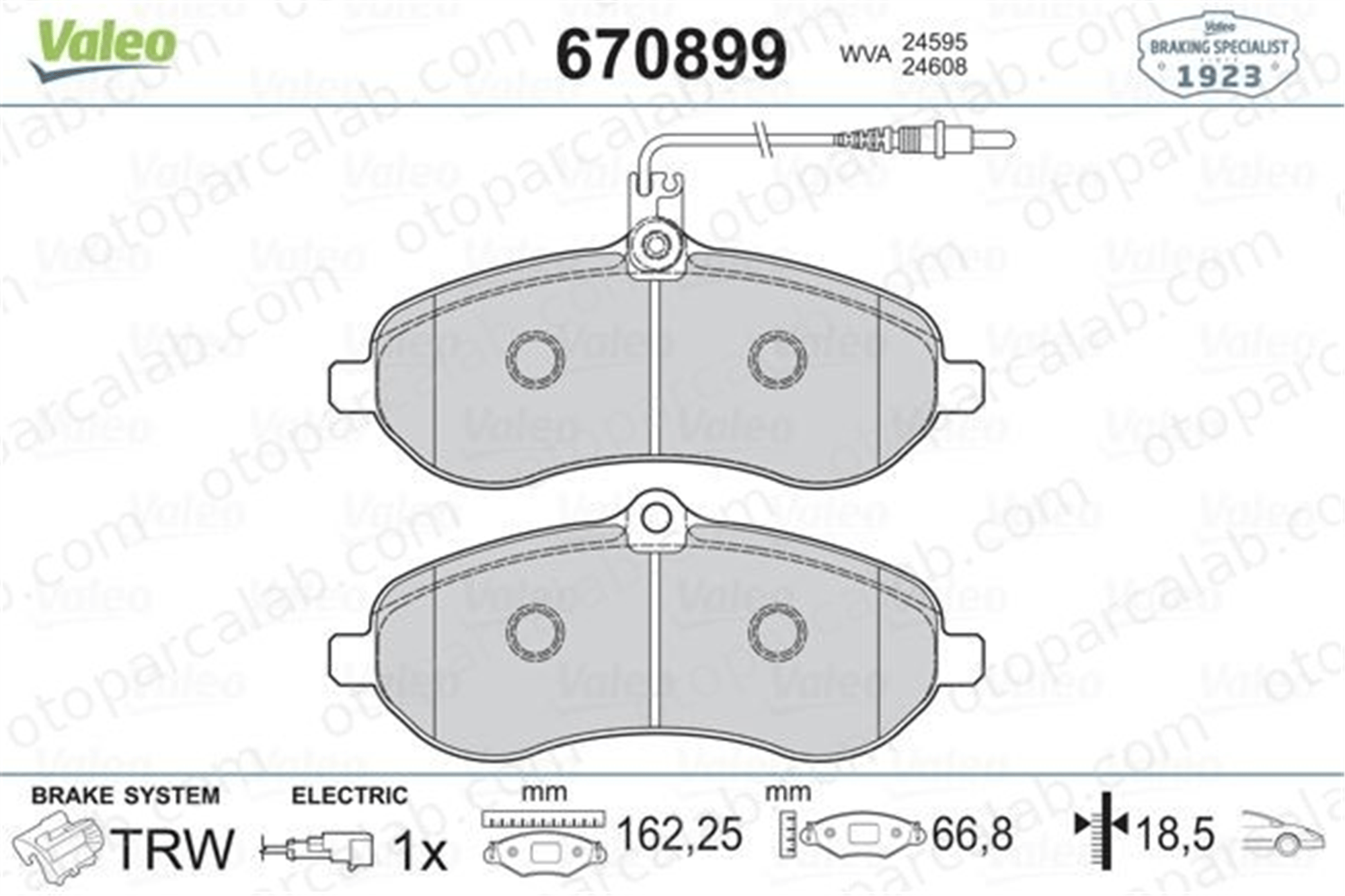 VALEO 670899 Fren Disk Balata Ön FIAT ULYSSE CITROËN JUMPY 77364511 1611839880