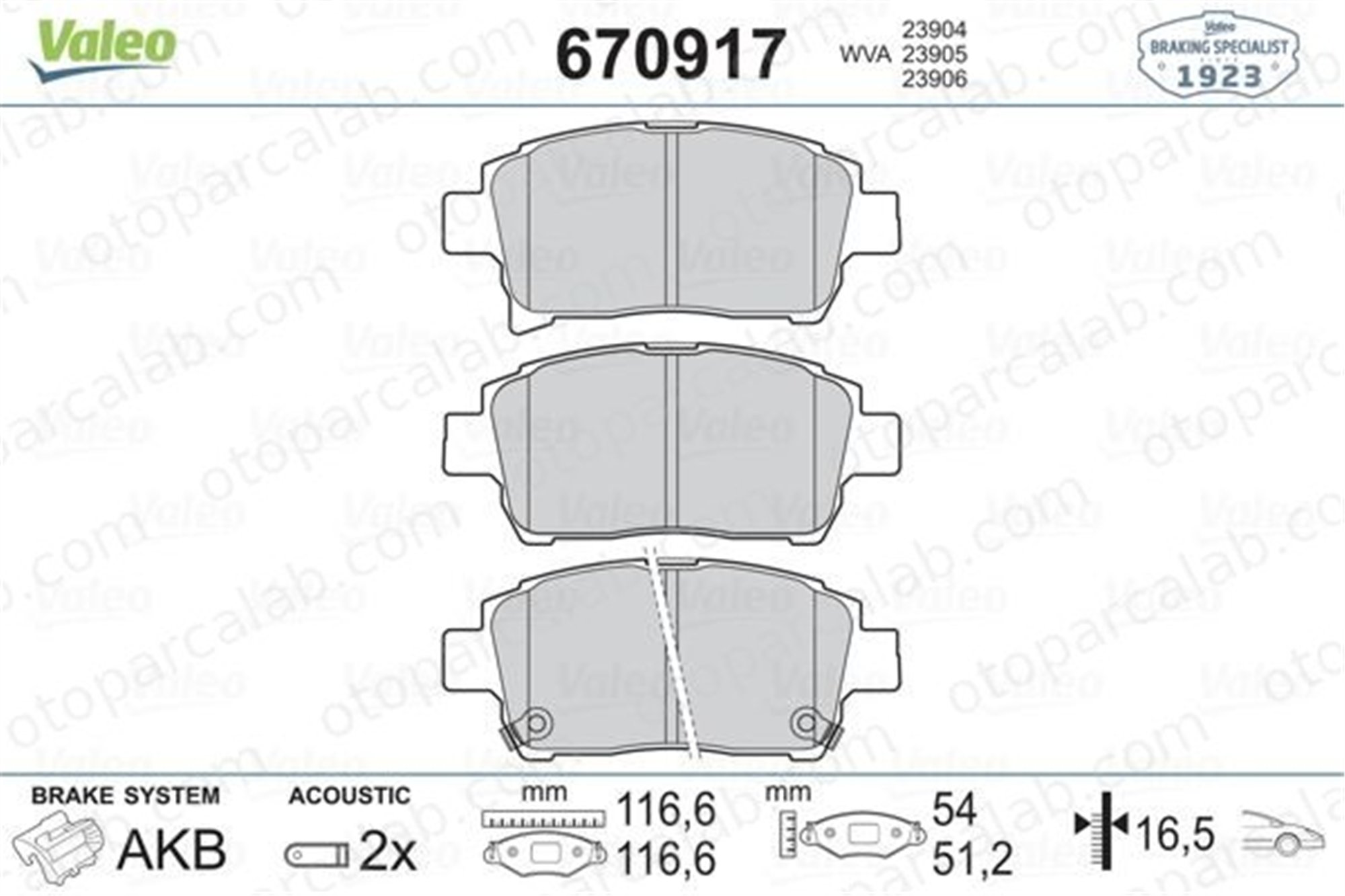 VALEO 670917 Fren Disk Balata Ön TOYOTA COROLLA YARIS 446513050 446513020