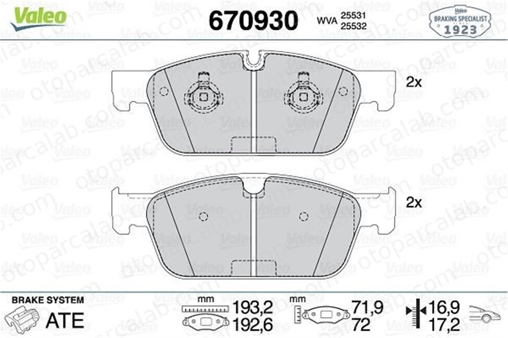 VALEO 670930 Fren Disk Balata Ön MERCEDES-BENZ GLE M-SERISI 64203720 4201205