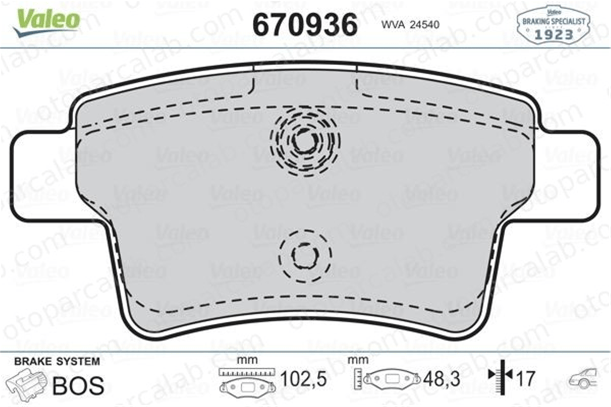 VALEO 670936 Fren Disk Balata Arka CITROËN C4 GRAND PICASSO I C4 PICASSO I MPV 425371 1611141080