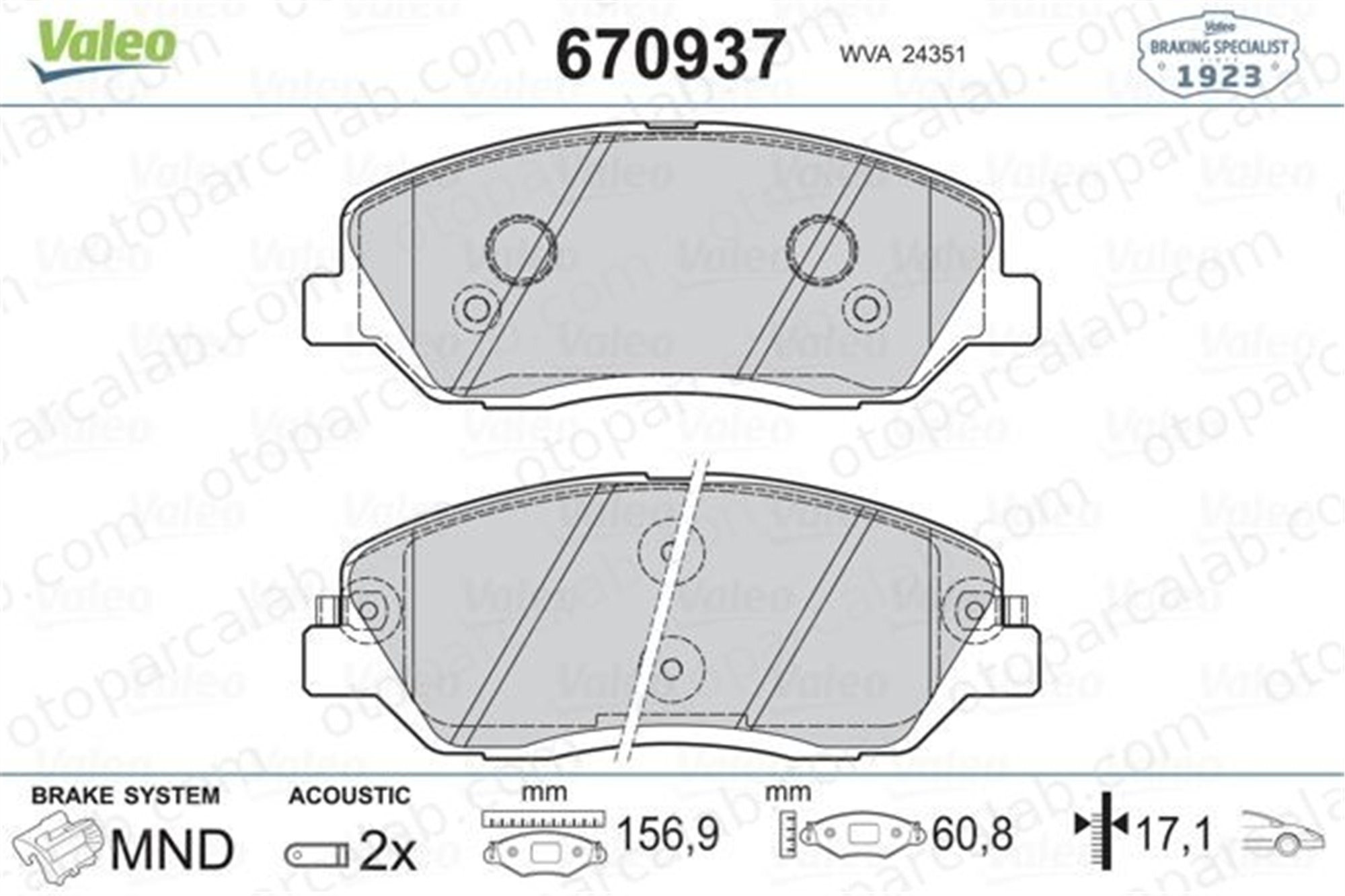 VALEO 670937 Fren Disk Balata Ön HYUNDAI SANTA FÉ III SANTA FÉ II 581012BA00 581012BA10