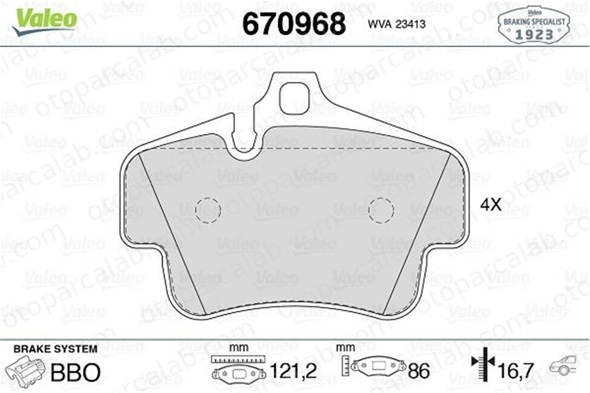 VALEO 670968 Fren Disk Balata Arka PORSCHE 911 Cabrio 911 99635294700 99635294701