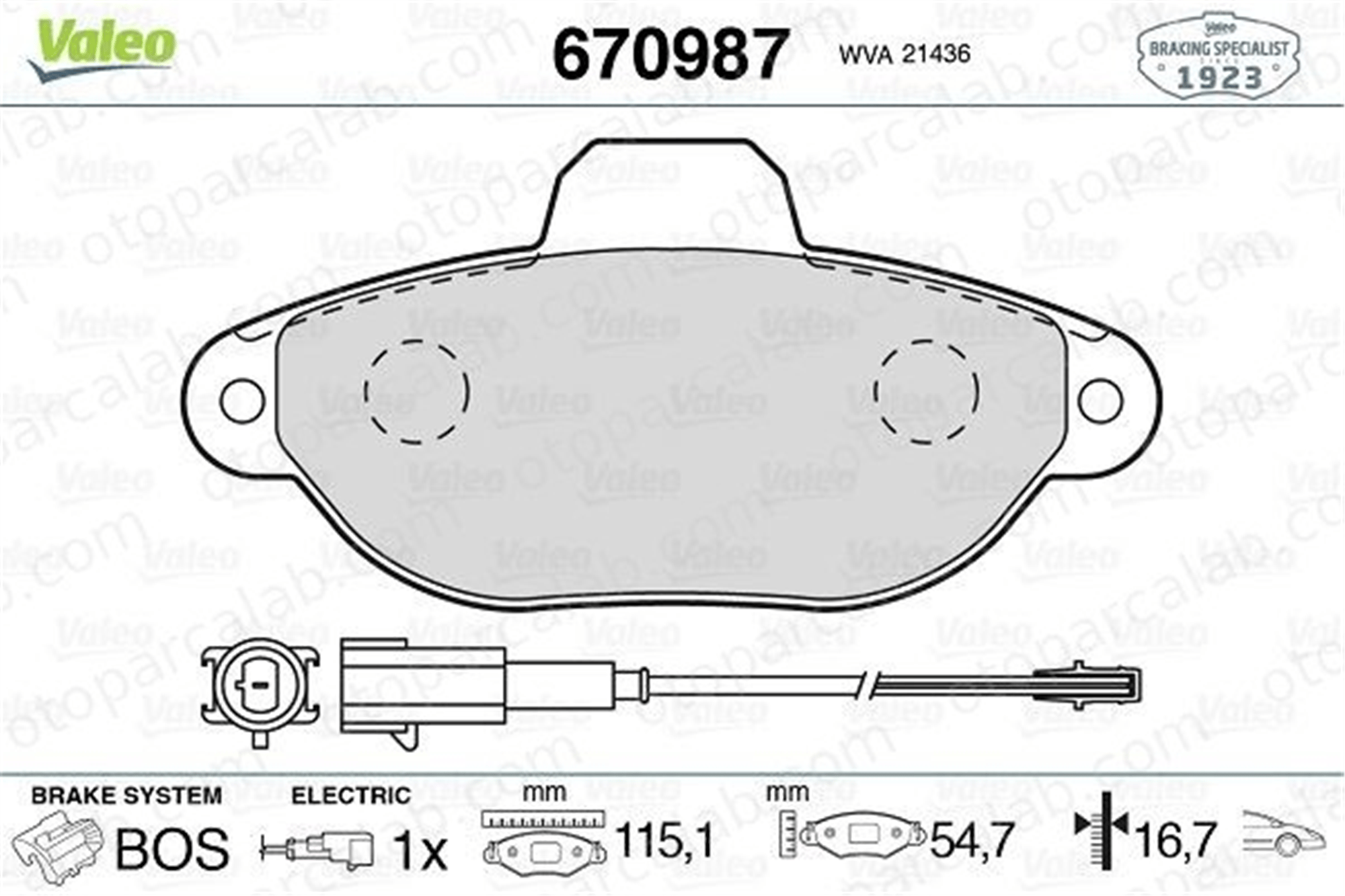VALEO 670987 Fren Disk Balata Ön FIAT 500 FORD KA 77364635 6001073453