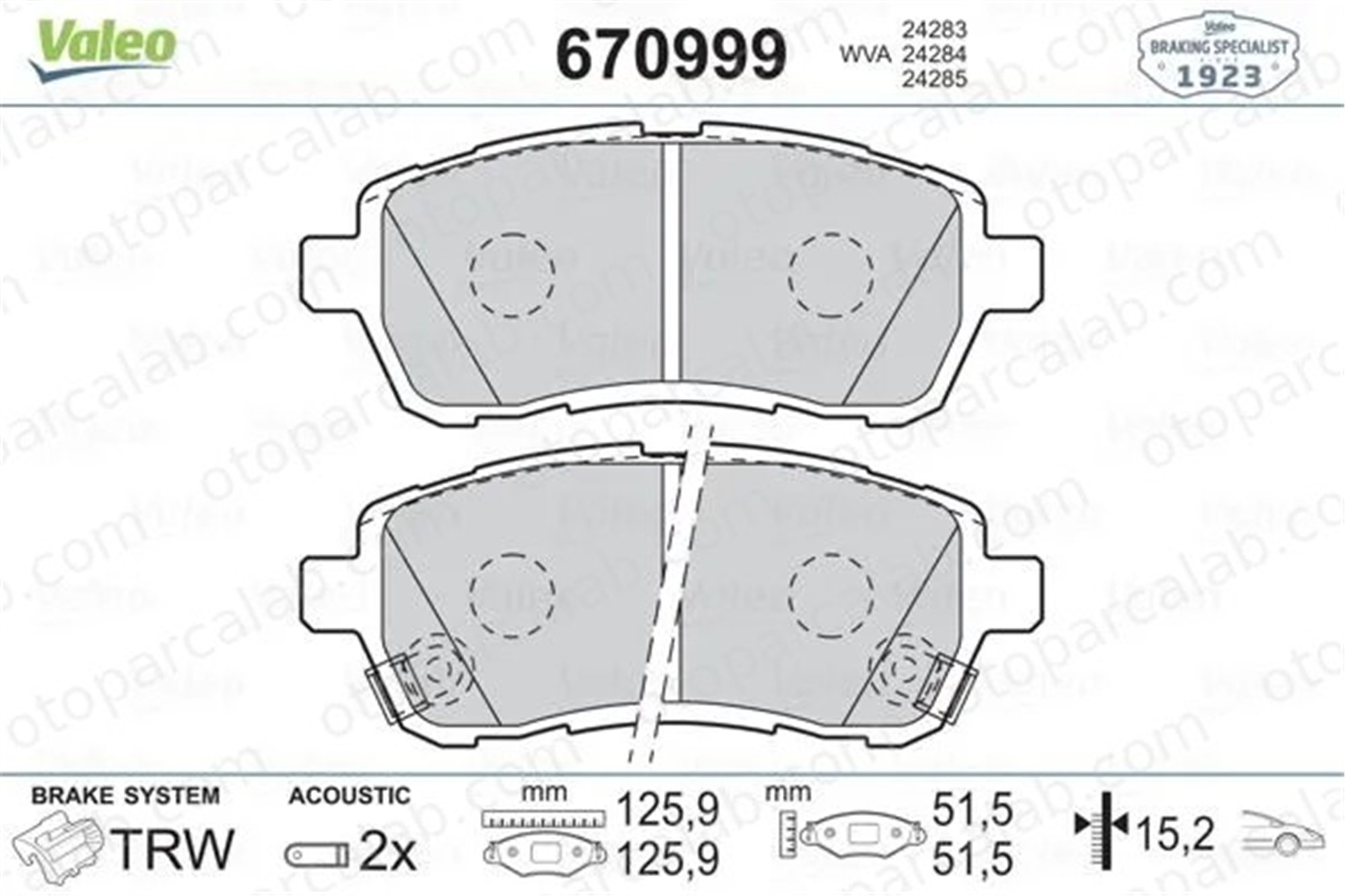 VALEO 670999 Fren Disk Balata Ön MAZDA 2 SUZUKI SWIFT IV ME8V5J2K021AB 4465B1320