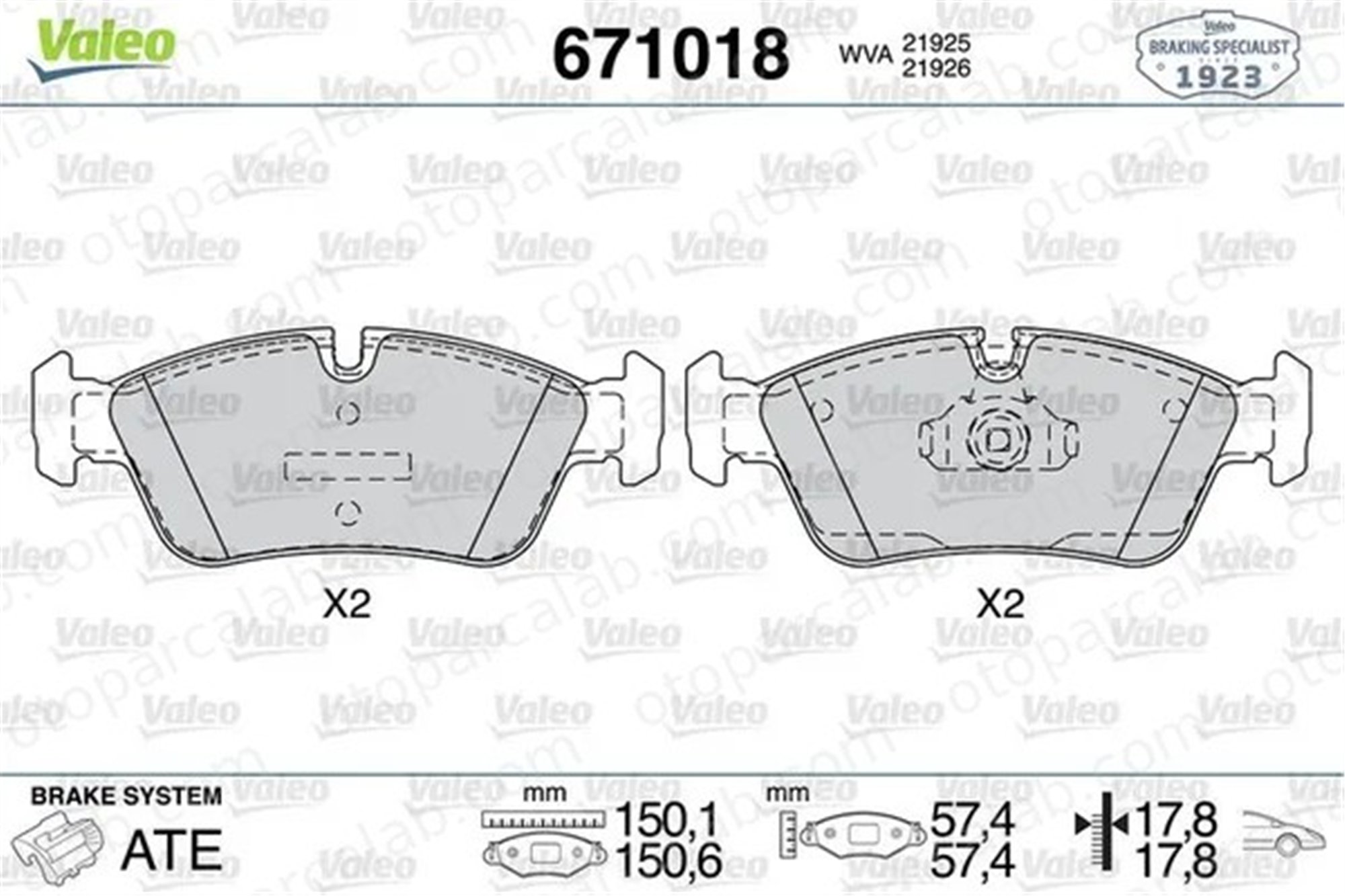 VALEO 671018 Fren Disk Balata Ön BMW 3 3 Touring 34116761244 1164498