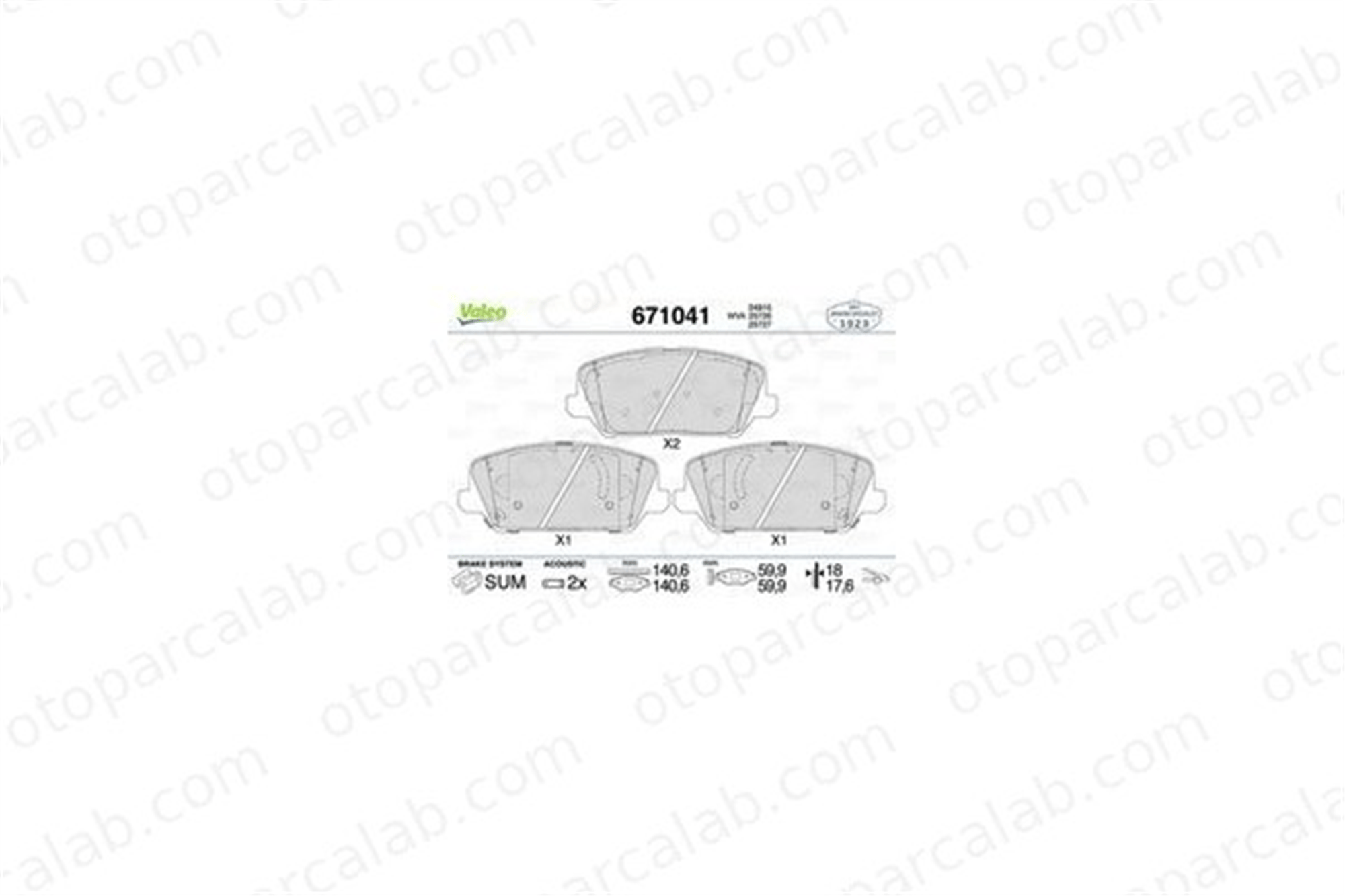 VALEO 671041 Fren Disk Balata Ön KIA CEE'D CEE'D Sportswagon 81012VA25 58101F6A21
