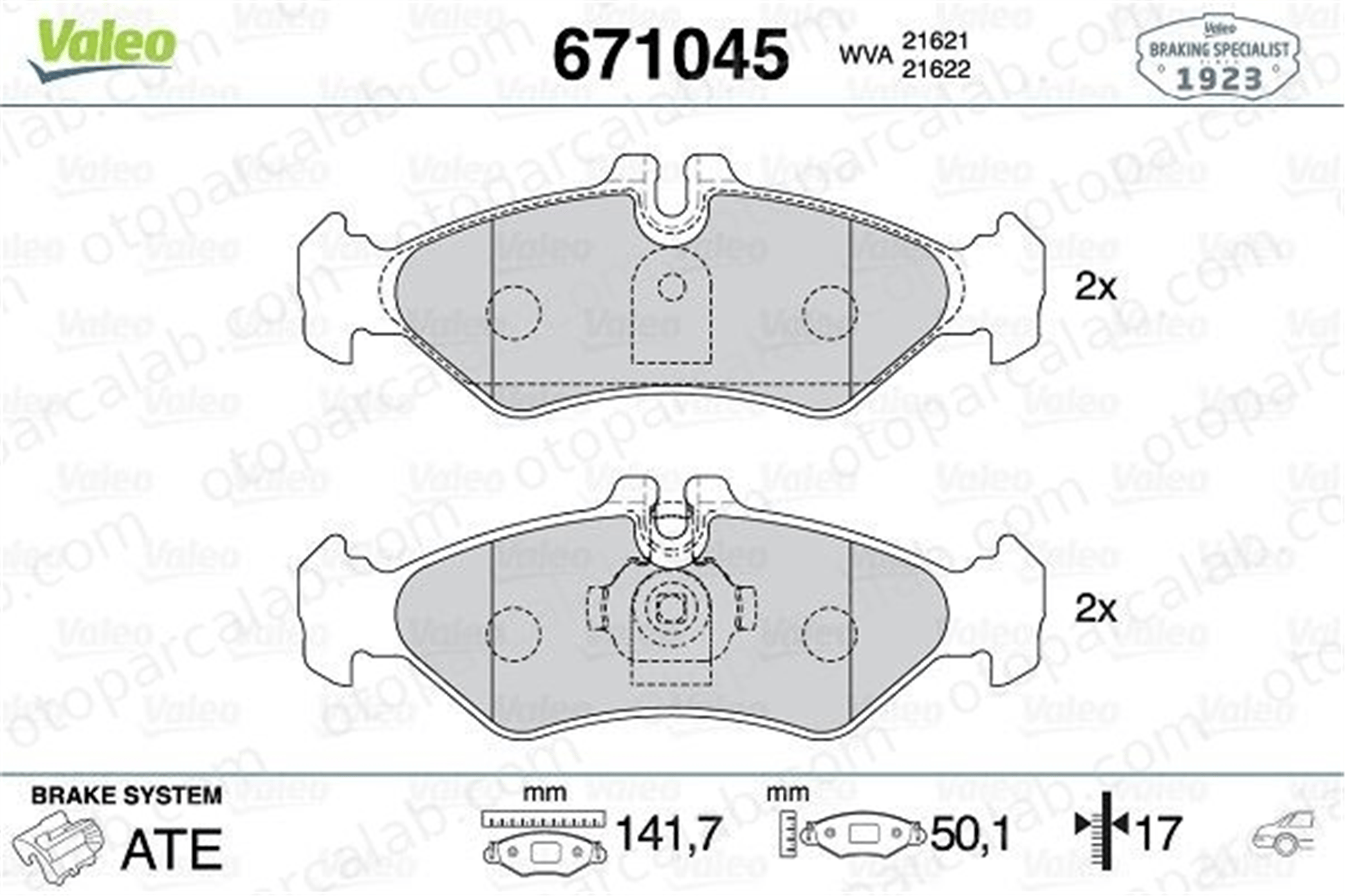VALEO 671045 Fren Disk Balata Arka VW LT 28-46 II Panelvan/Van LT 28-46 II Platform şasi 2D0698451D 1502031
