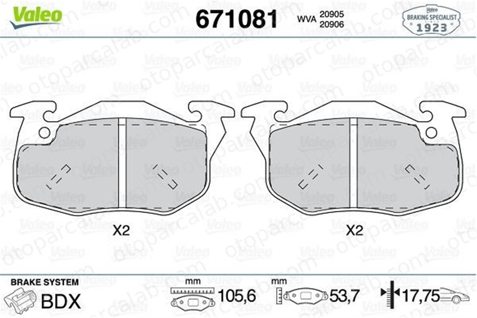 VALEO 671081 Fren Disk Balata Ön PEUGEOT 106 II 106 I 425498 425043