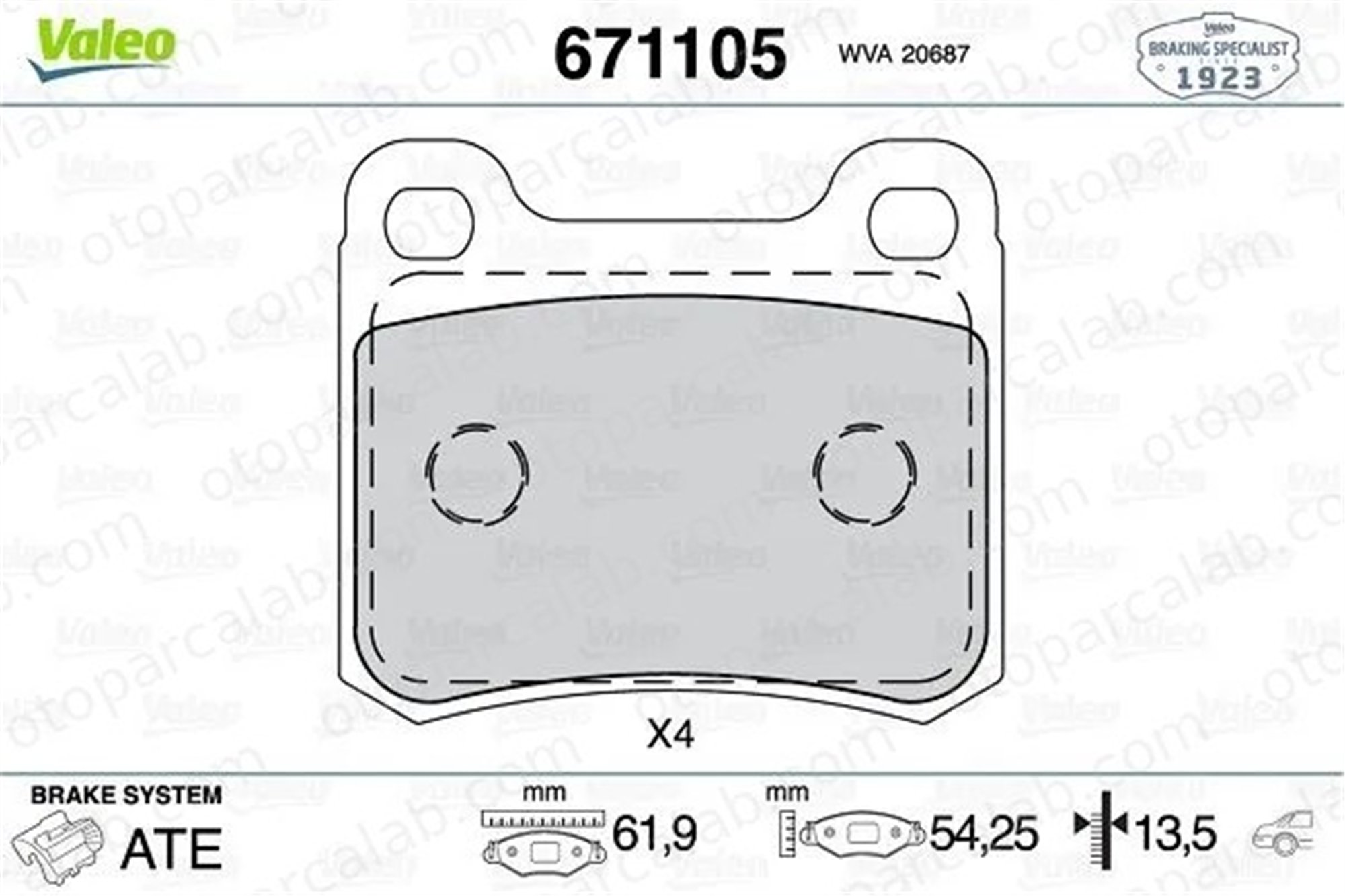 VALEO 671105 Fren Disk Balata Arka MERCEDES-BENZ 190 4208820 0004208820