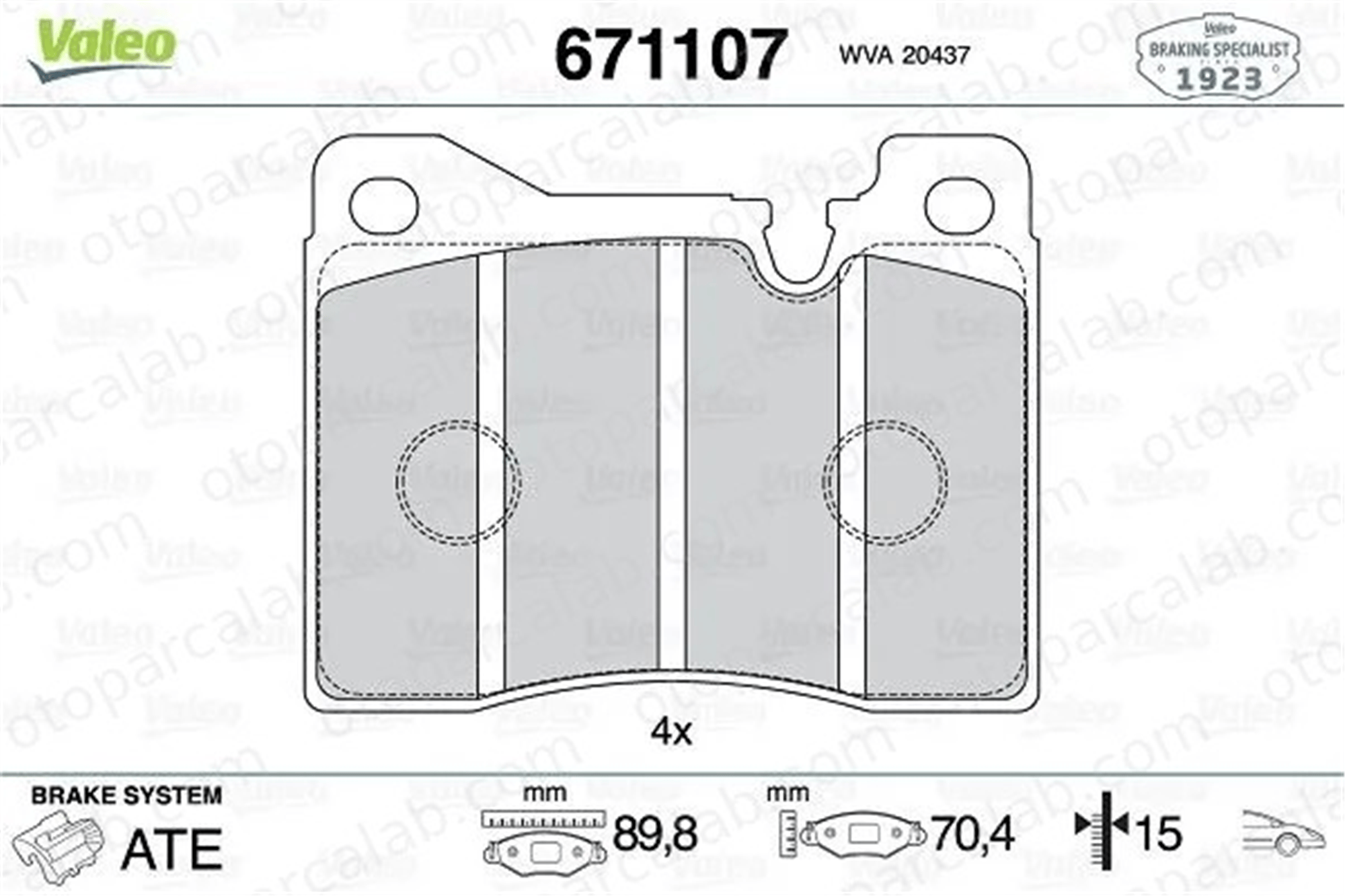 VALEO 671107 Fren Disk Balata Ön ALFA ROMEO 75 BMW 2500-3.3 108073 60736178